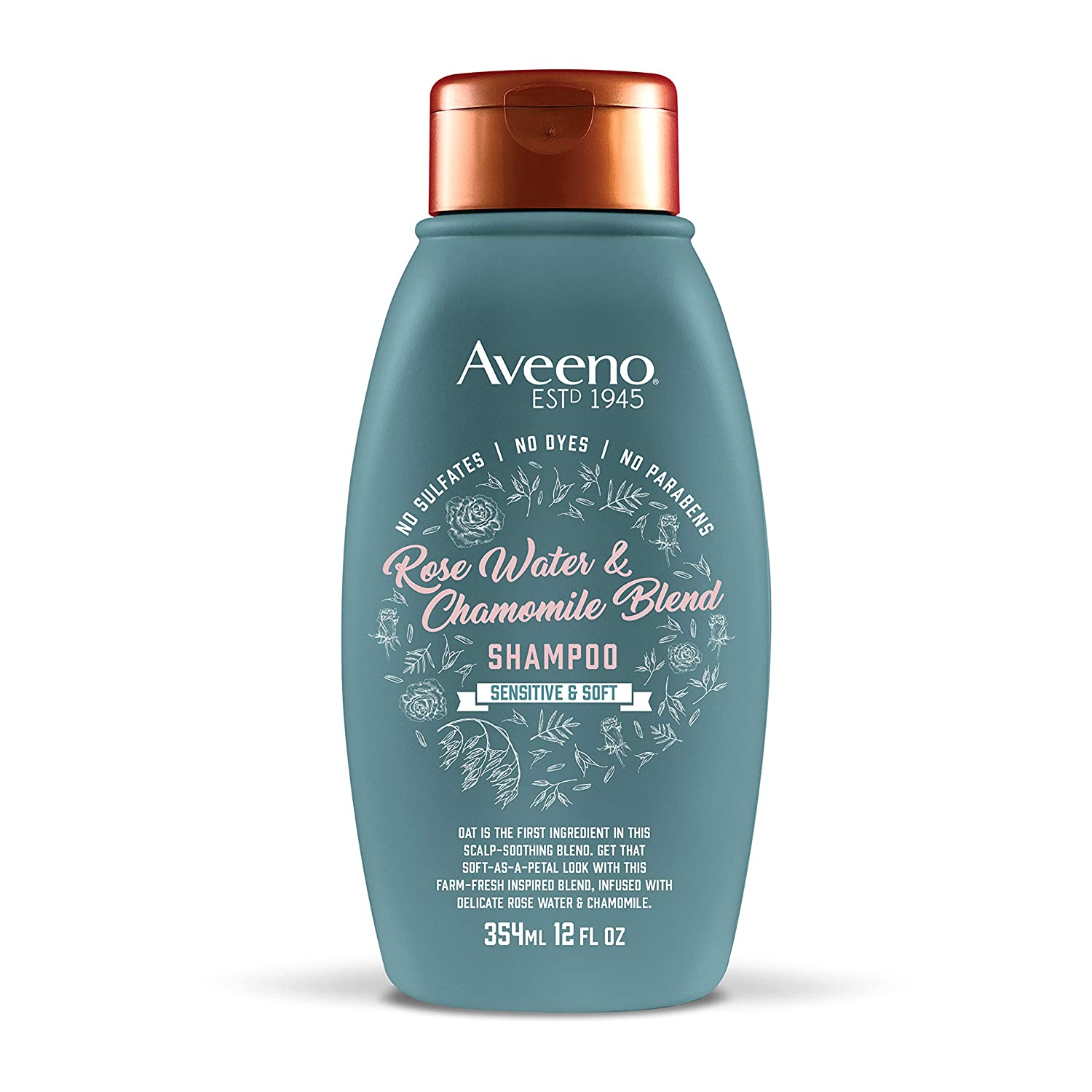 Aveeno Rose Water & Chamomile Blend Sulfate-Free Shampoo with Colloidal Oat for Dry & Sensitive Scal
