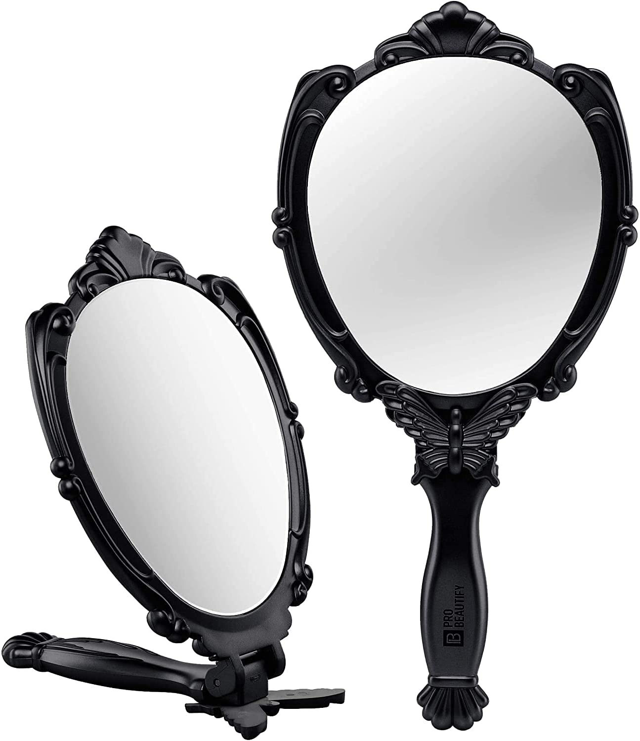 Probeautify Decorative Hand Held Mirror - Beautifully Butterfly Design Hand Mirrors with Handle - Li
