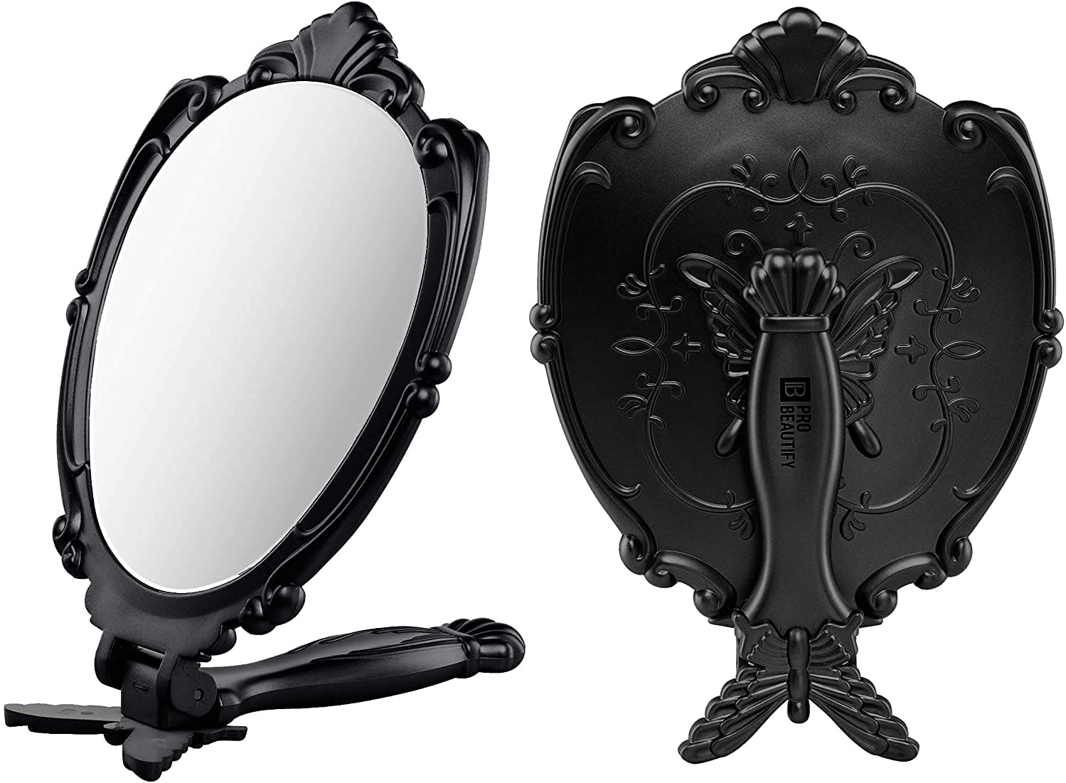 Probeautify Decorative Hand Held Mirror - Beautifully Butterfly Design Hand Mirrors with Handle - Li