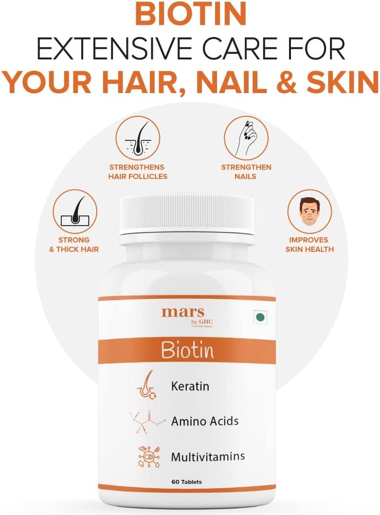 Carrie Biotin Tablets for Hair Growth - Keratin, Amino acids, Grape Seed Extract, Best Supplements f