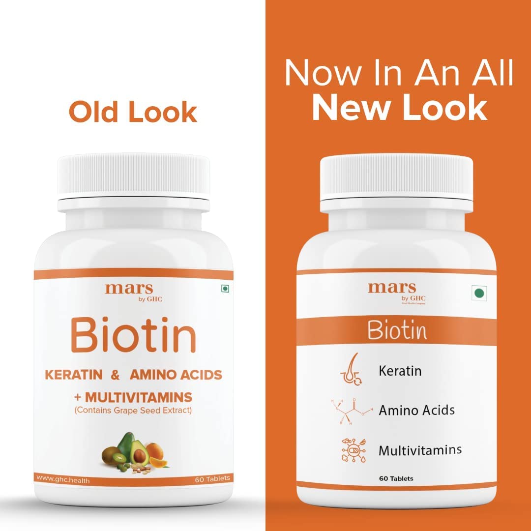 Carrie Biotin Tablets for Hair Growth - Keratin, Amino acids, Grape Seed Extract, Best Supplements f