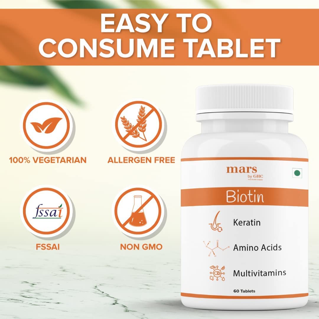 Carrie Biotin Tablets for Hair Growth - Keratin, Amino acids, Grape Seed Extract, Best Supplements f