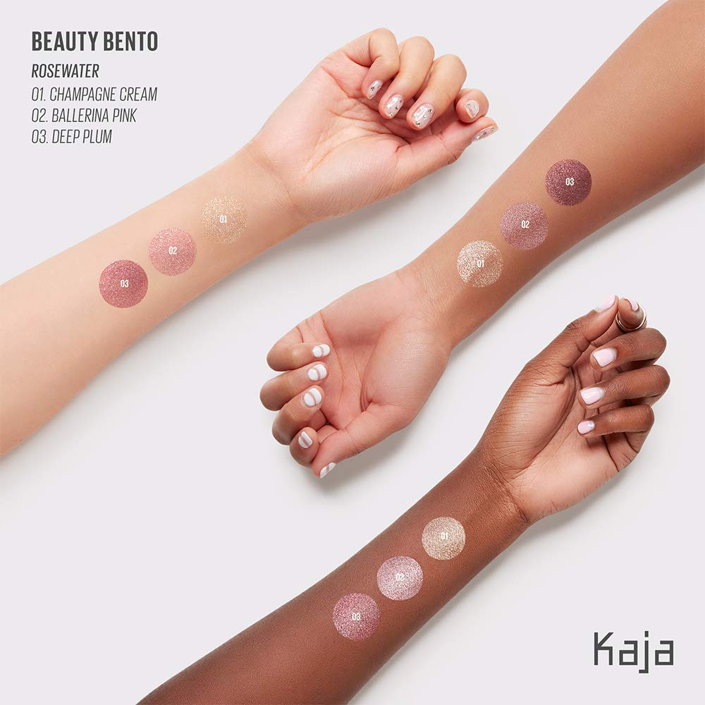 KAJA Beauty Bento Collection| Bouncy Shimmer Eyeshadow Trio | 01 Rosewater - rose tones | 2019 Allur