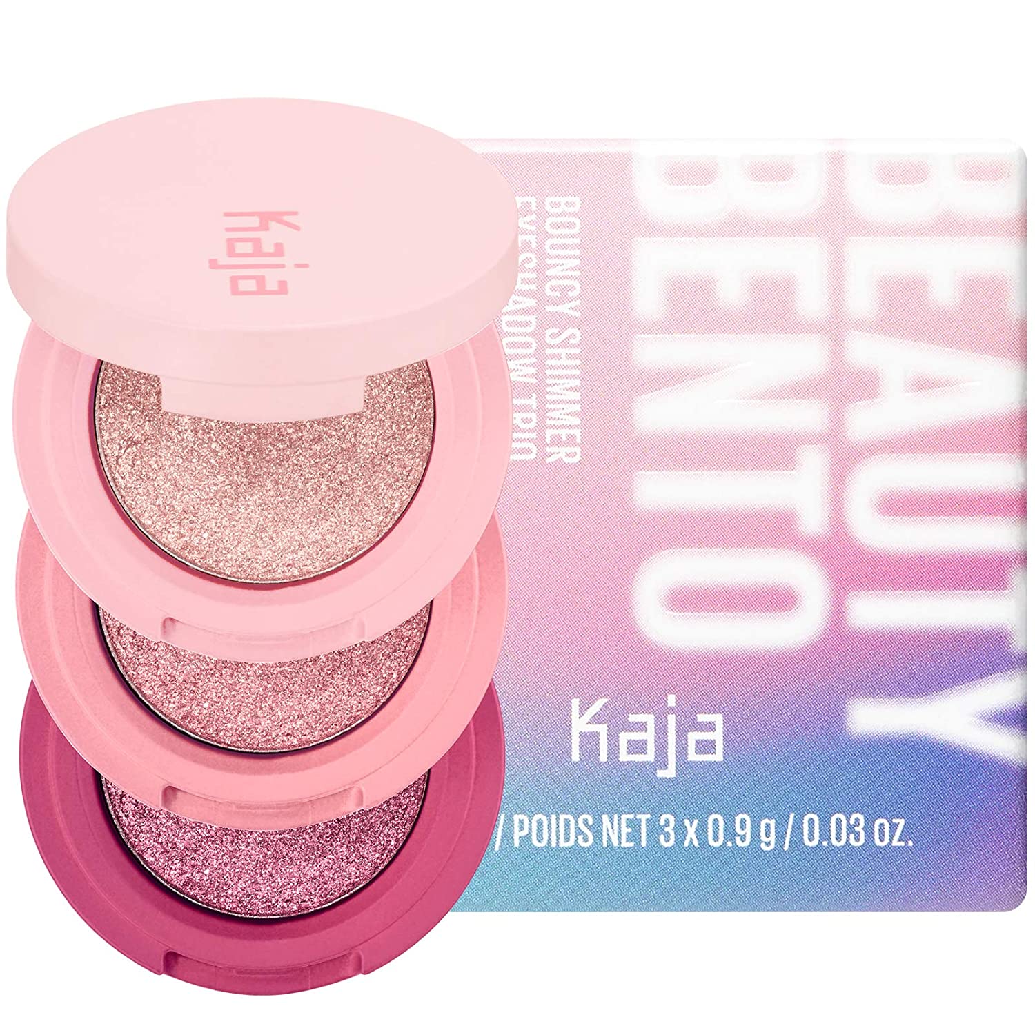KAJA Beauty Bento Collection| Bouncy Shimmer Eyeshadow Trio | 01 Rosewater - rose tones | 2019 Allur