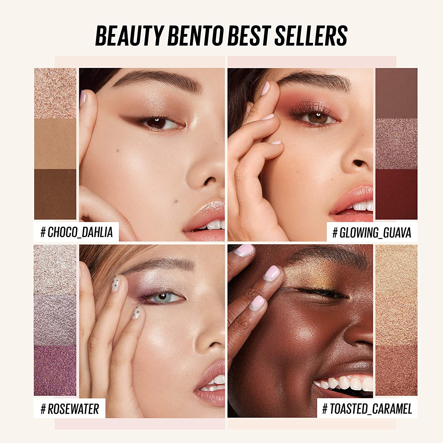 KAJA Beauty Bento Collection| Bouncy Shimmer Eyeshadow Trio | 01 Rosewater - rose tones | 2019 Allur