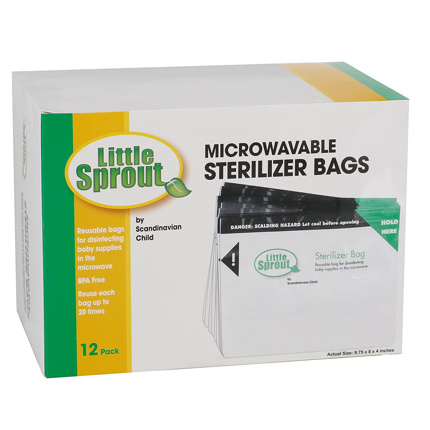 Microwave Steam Sterilizer Bags for Baby Bottles and Pump Parts- (12 Pack) Reusable- Up to 20 Times 
