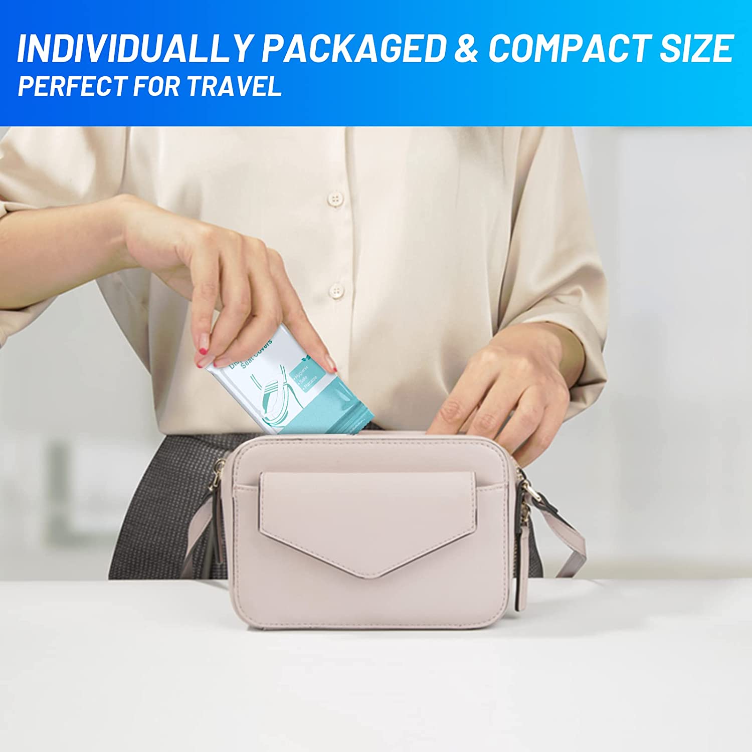 50 Pack Toilet Seat Covers Disposable - Waterproof 16x24 Inch Extra Large Individually Wrapped Toile