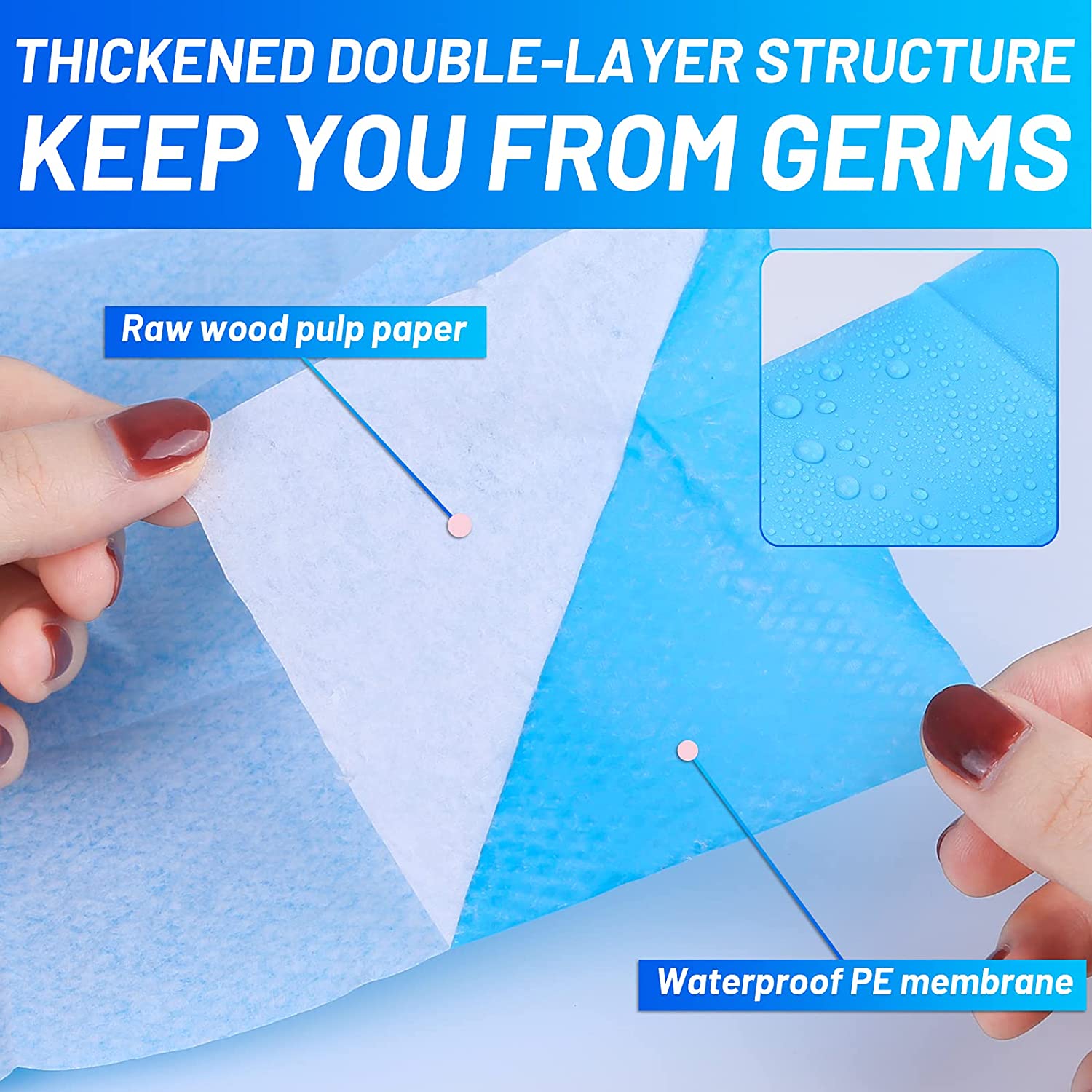 50 Pack Toilet Seat Covers Disposable - Waterproof 16x24 Inch Extra Large Individually Wrapped Toile