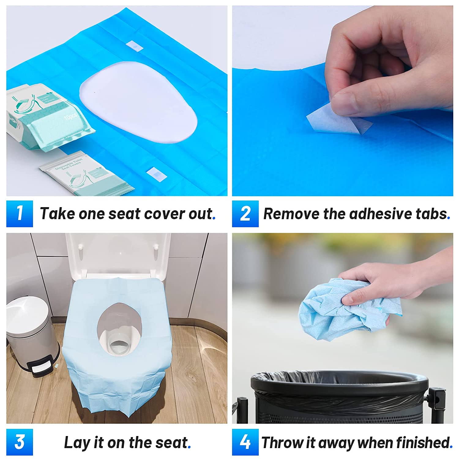 50 Pack Toilet Seat Covers Disposable - Waterproof 16x24 Inch Extra Large Individually Wrapped Toile