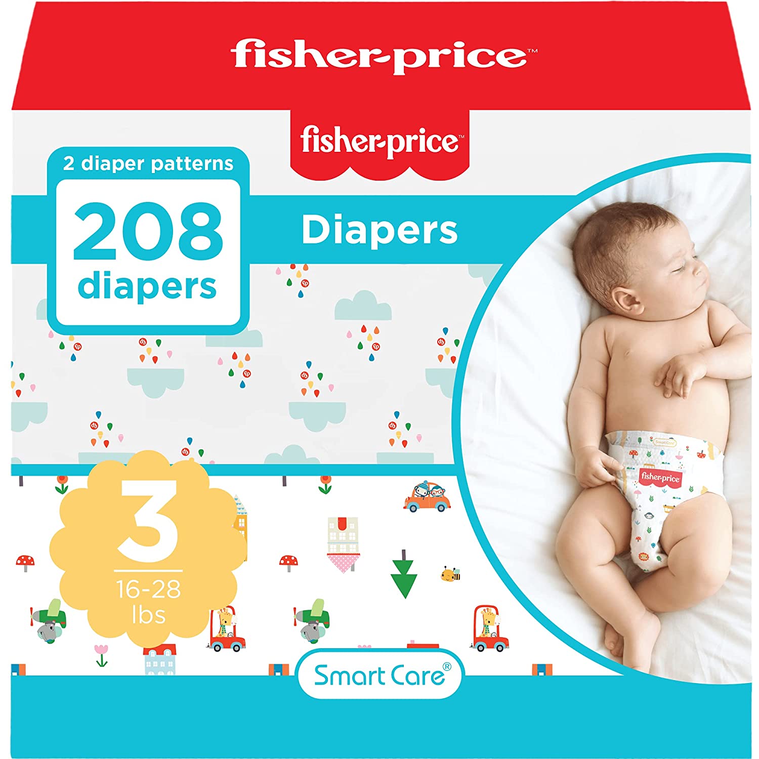 Smart Care Fisher-Price Diapers, Size 3, 208 Count