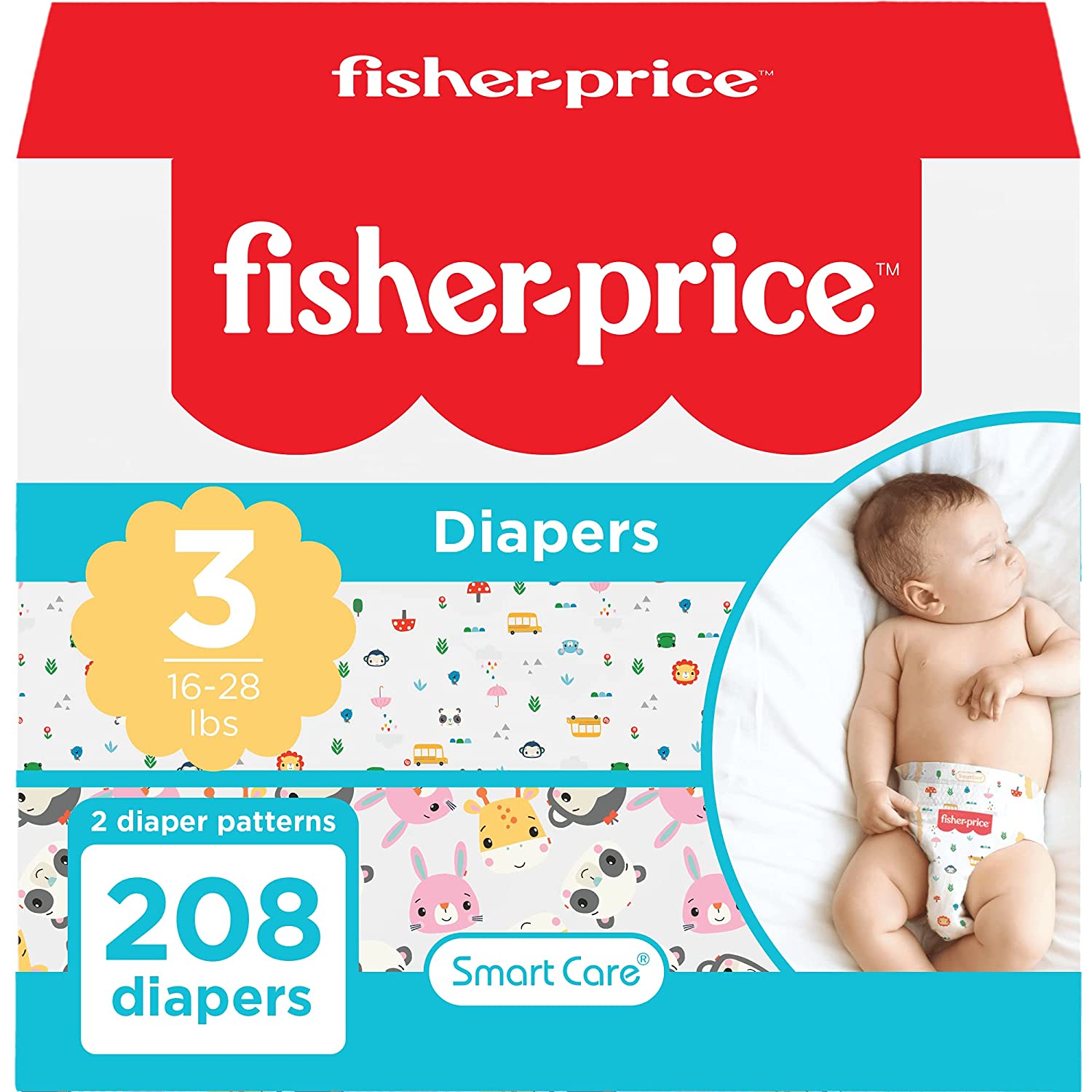Smart Care Fisher-Price Diapers, Size 3, 208 Count