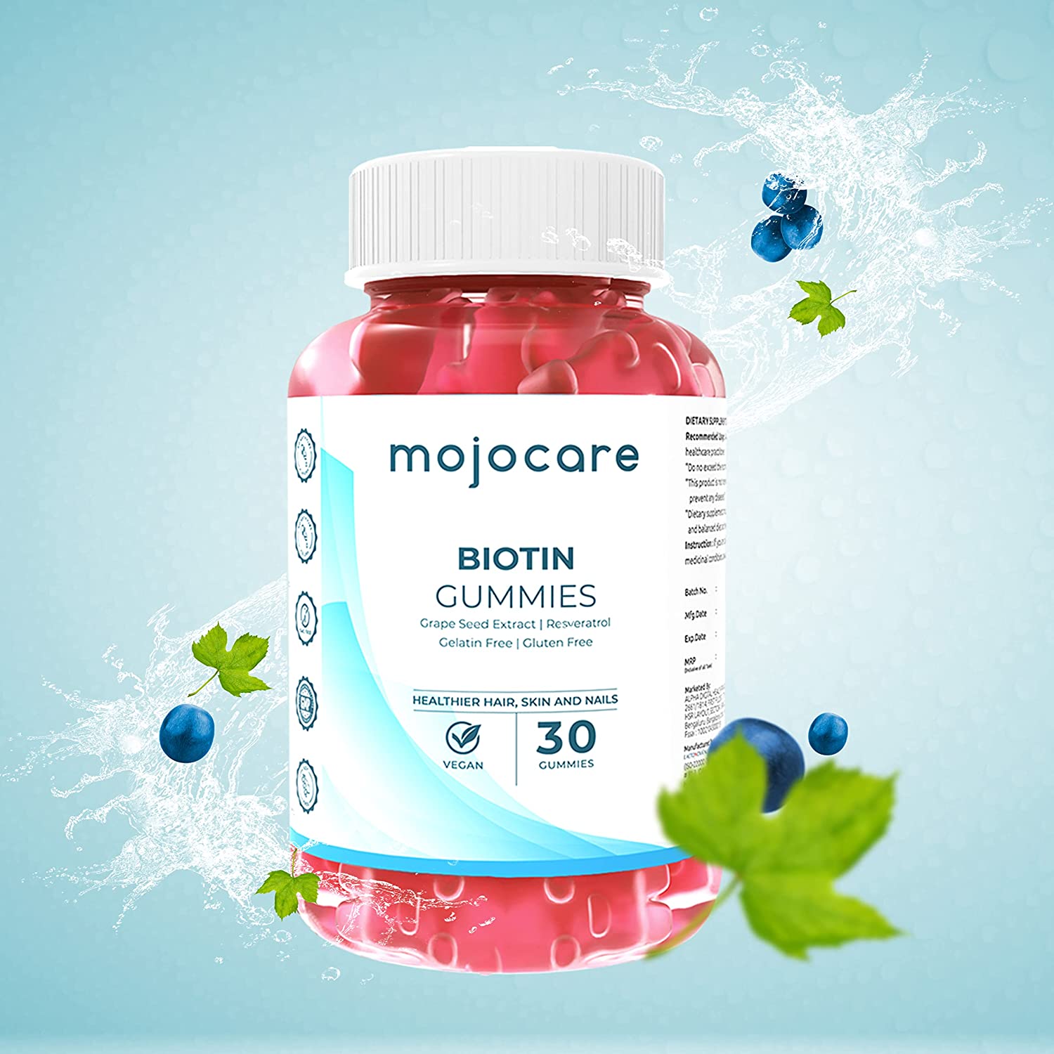 Mojocare Biotin Hair Gummies | No Added Sugar | 100% Vegan | High Potency Biotin Supplements for Str