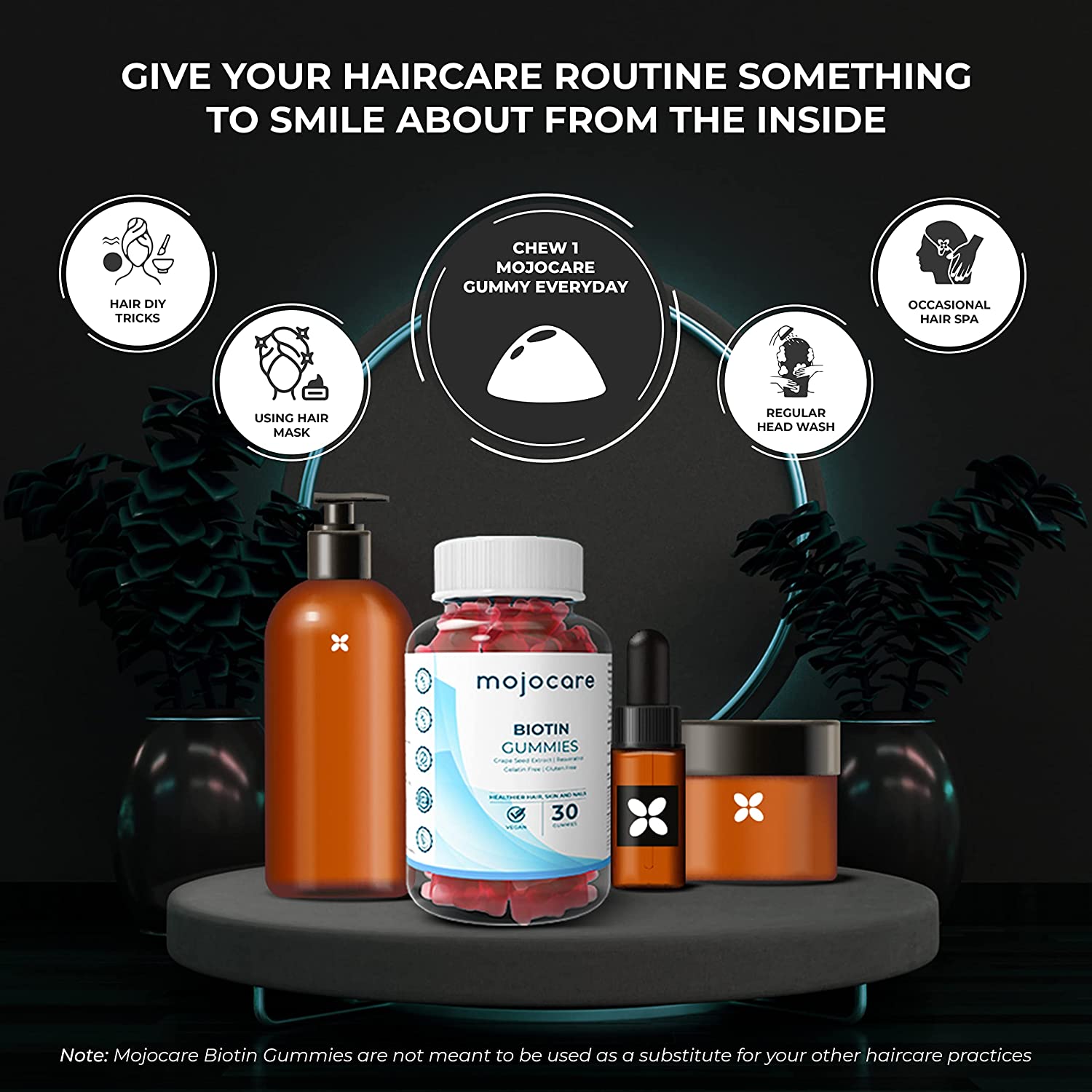 Mojocare Biotin Hair Gummies | No Added Sugar | 100% Vegan | High Potency Biotin Supplements for Str