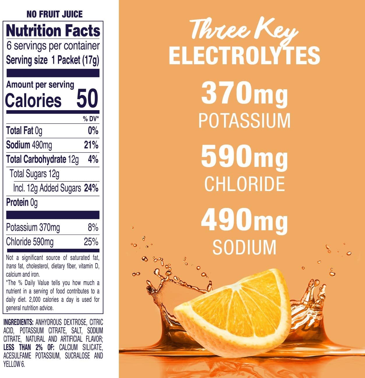 Pedialyte Electrolyte Powder, Orange, Electrolyte Hydration Drink, 0.6 oz Powder Packs, 18 Count