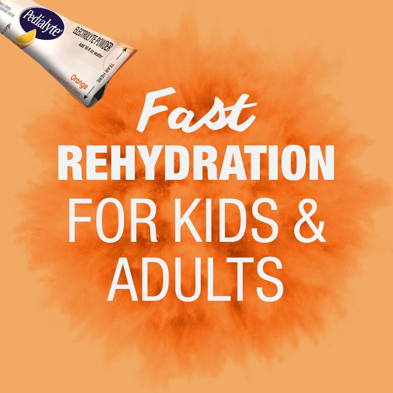 Pedialyte Electrolyte Powder, Orange, Electrolyte Hydration Drink, 0.6 oz Powder Packs, 18 Count