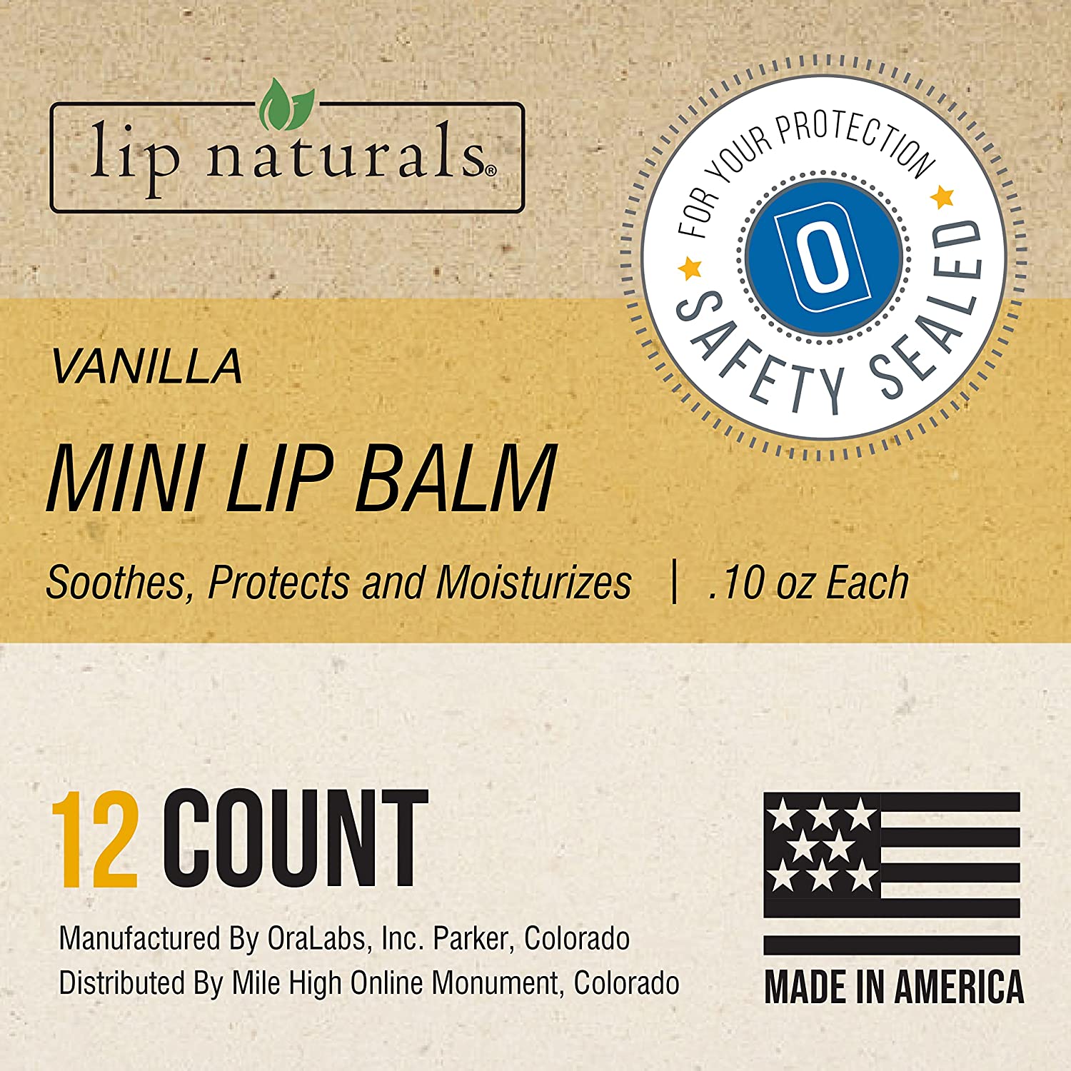 Essential Lip Naturals | Mini Lip Balm - 12 Count [SPF-15] (Vanilla Bean)