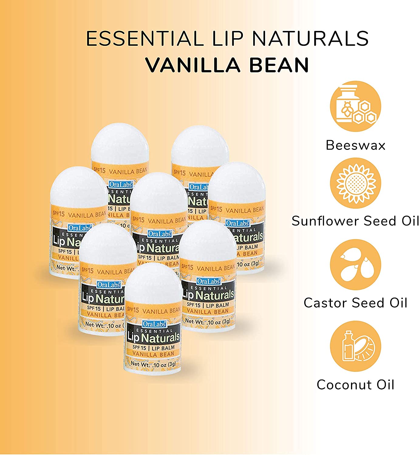 Essential Lip Naturals | Mini Lip Balm - 12 Count [SPF-15] (Vanilla Bean)