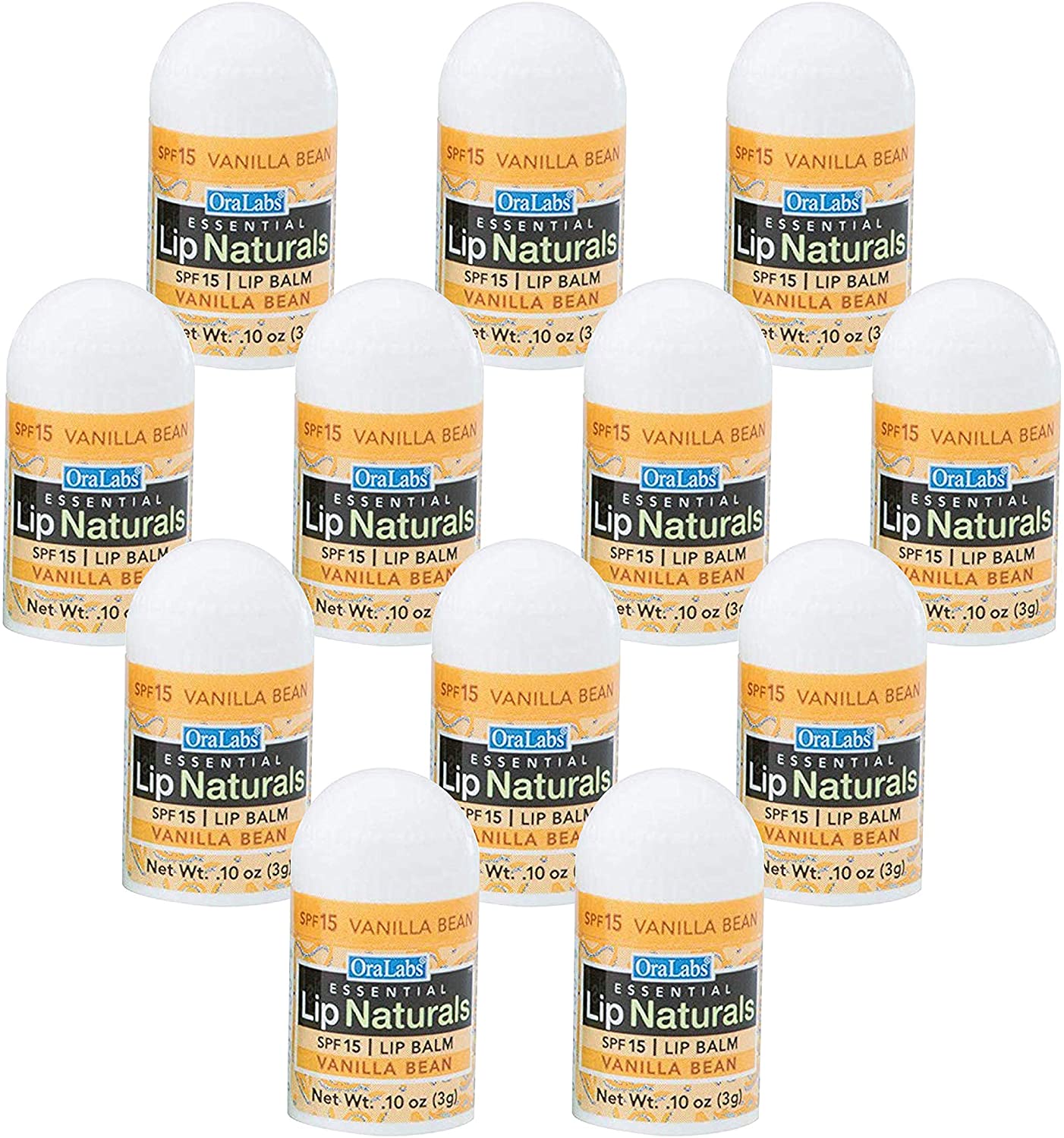 Essential Lip Naturals | Mini Lip Balm - 12 Count [SPF-15] (Vanilla Bean)