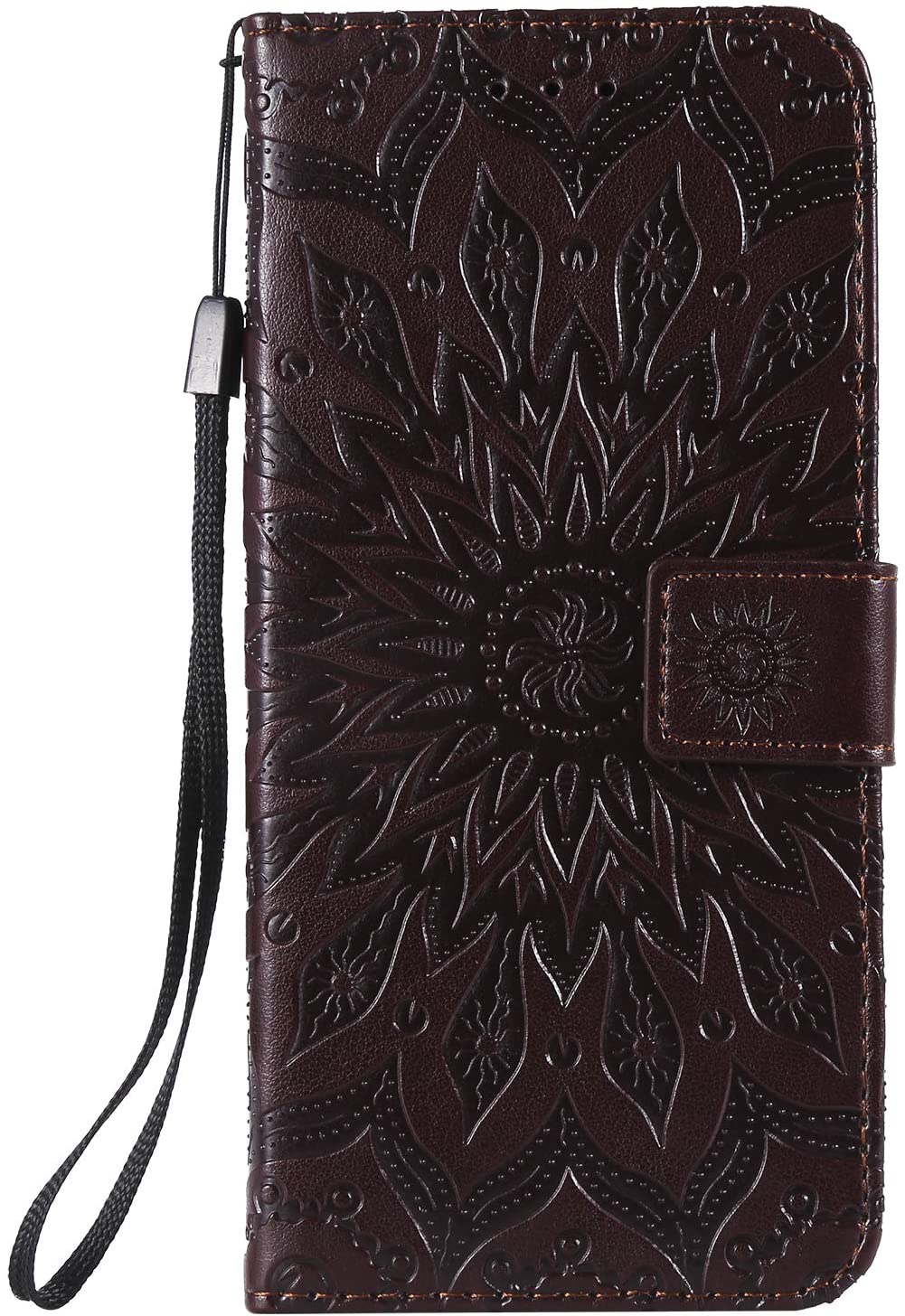 Cfrau Kickstand Wallet Case with Black Stylus for Samsung Galaxy S10 Plus,Retro Mandala Sunflower PU