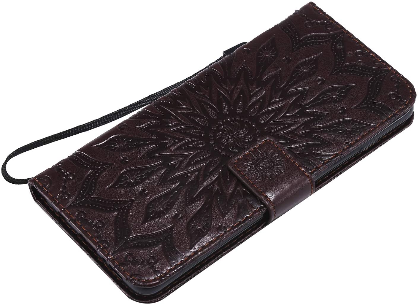 Cfrau Kickstand Wallet Case with Black Stylus for Samsung Galaxy S10 Plus,Retro Mandala Sunflower PU