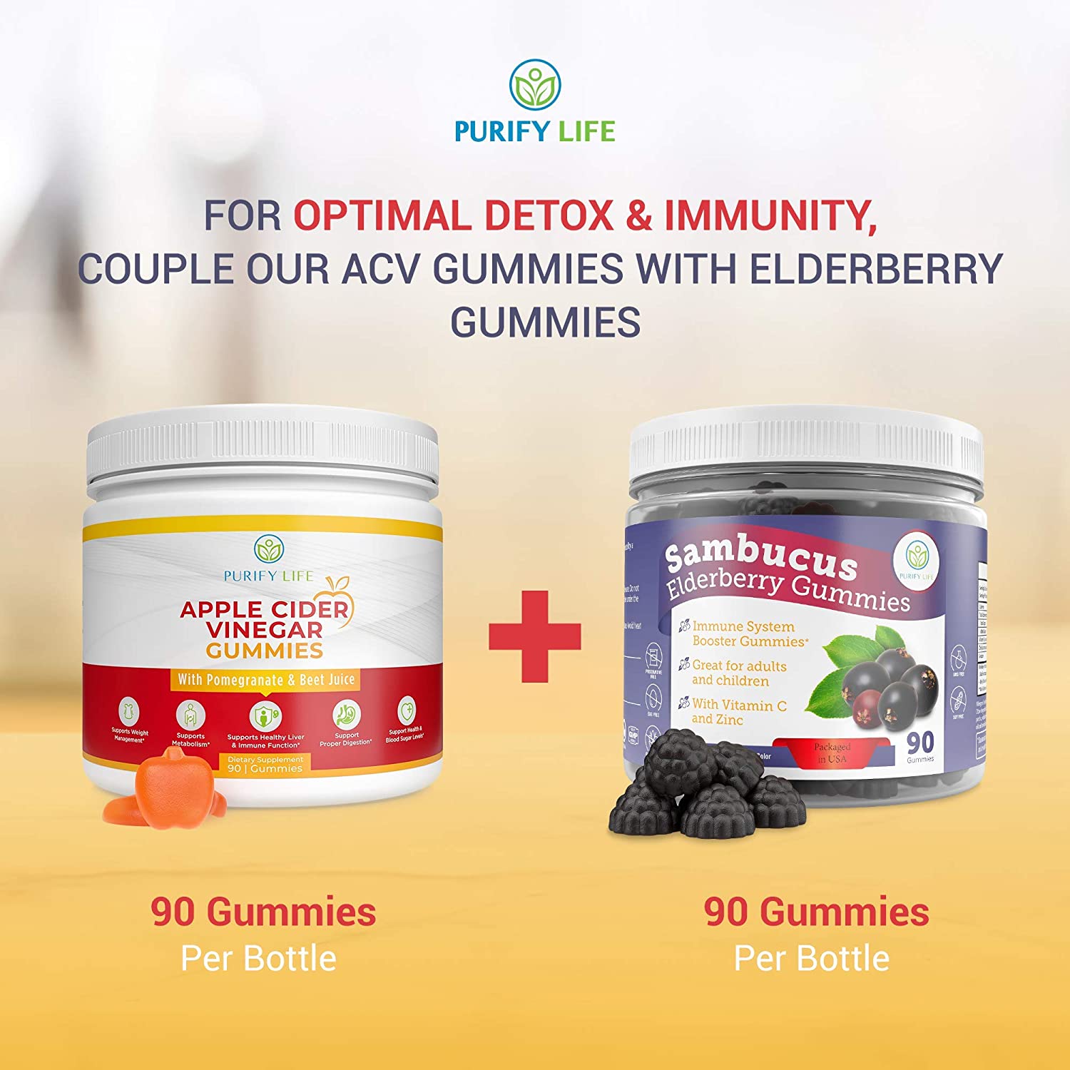 Detox Apple Cider Vinegar Gummies for Adults (90 Chews), Unfiltered ACV Gummies for Improved Gut Hea