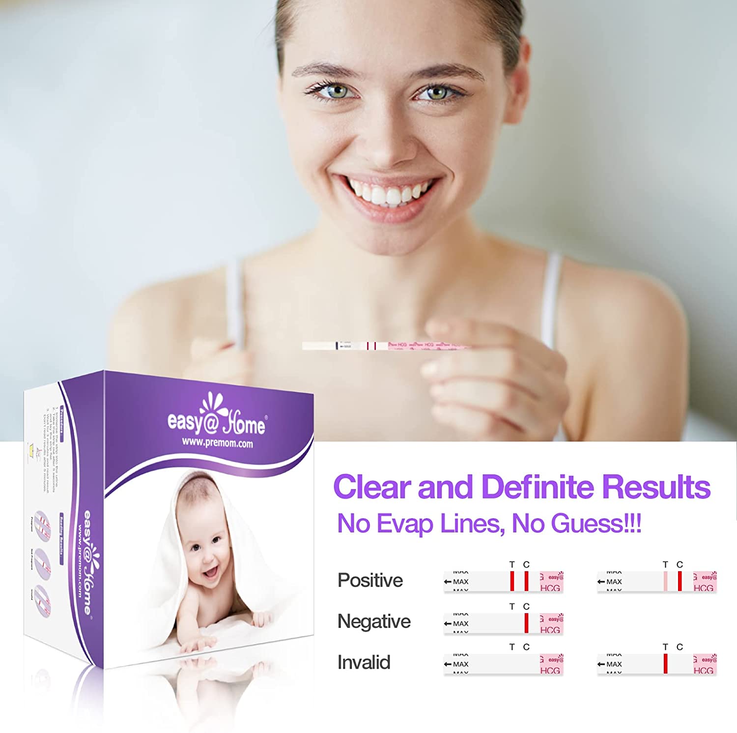 EasyHome Pregnancy Test Strips, 40 HCG Tests