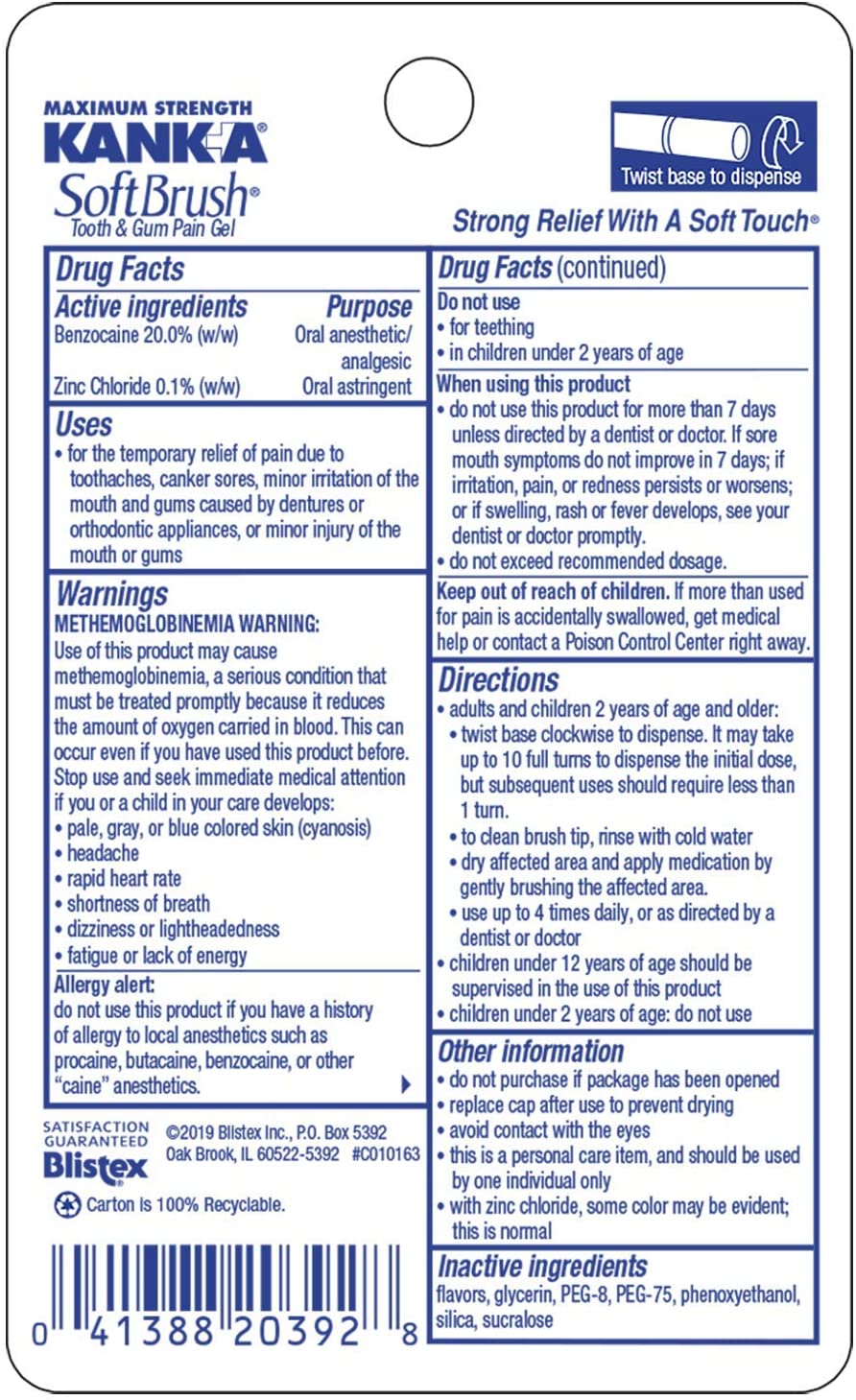 Kank-A Soft Brush Tooth/Mouth Pain Gel, Professional Strength , 0.07 Ounce