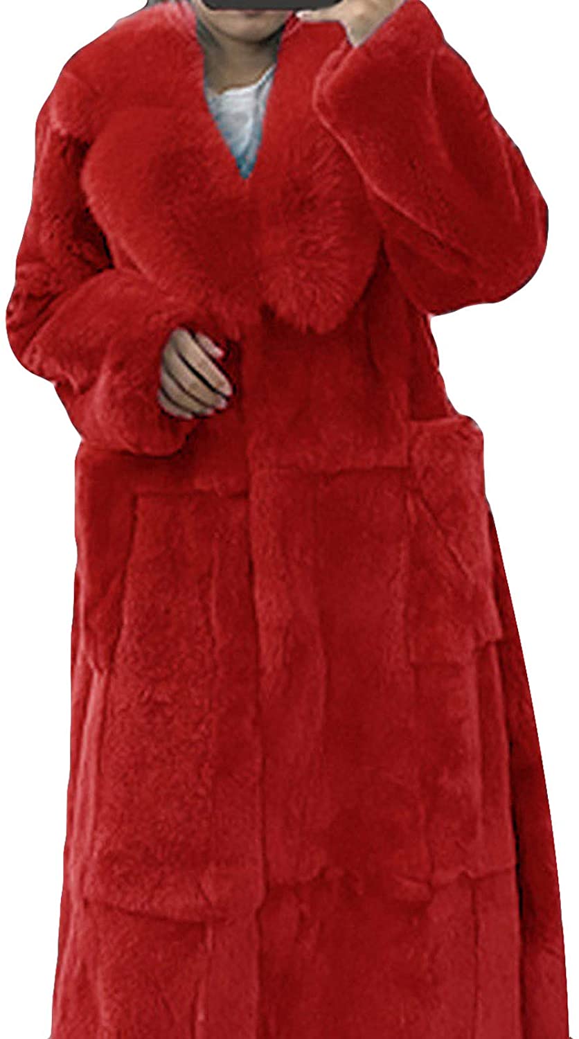 Dosoop Women Winter Warm Luxury Faux Furs Coat Outerwear Long Sleeve Faux Mink Faux Fur Plus Size Ho