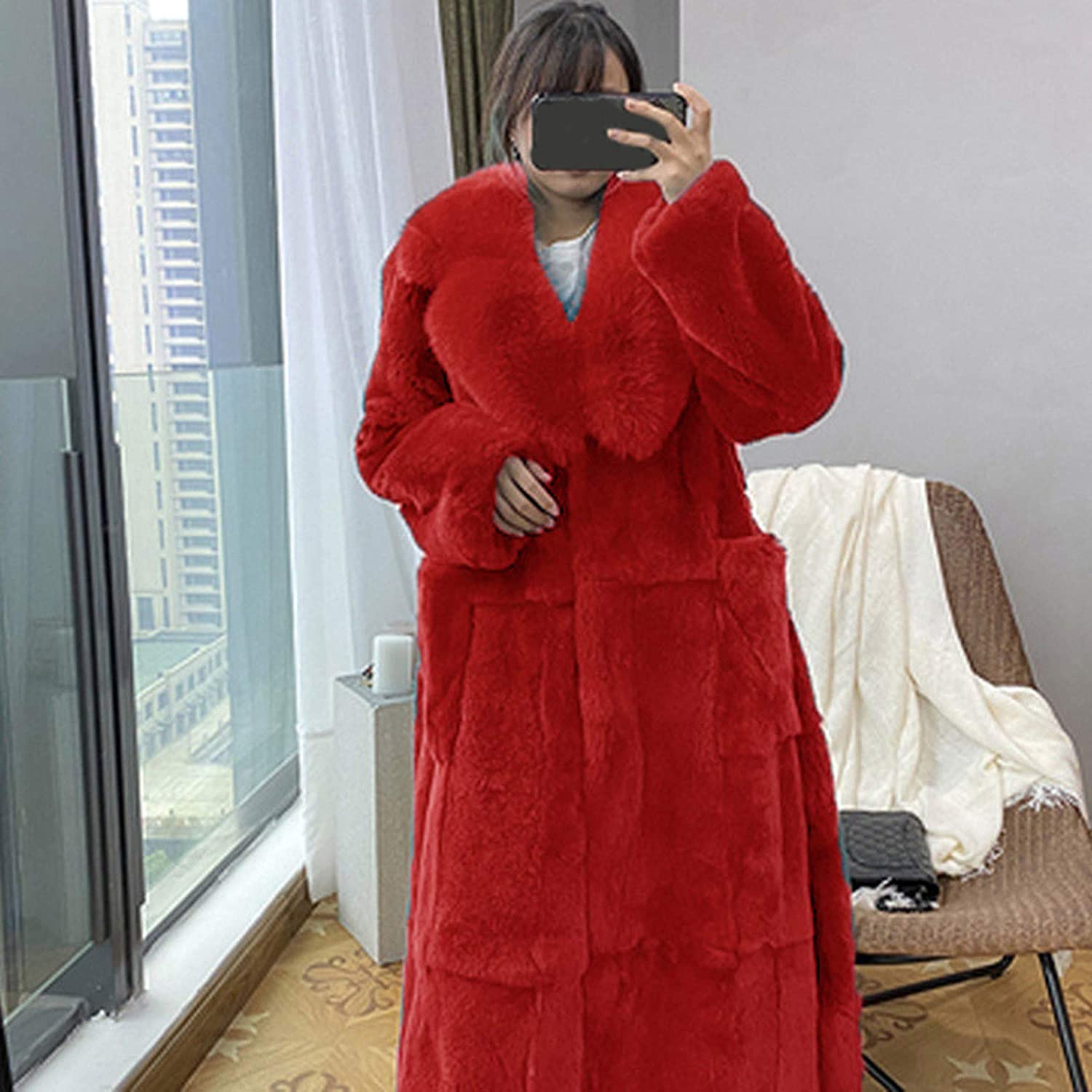 Dosoop Women Winter Warm Luxury Faux Furs Coat Outerwear Long Sleeve Faux Mink Faux Fur Plus Size Ho