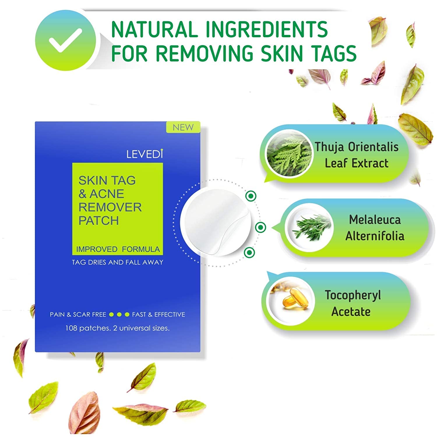 Skin Tag Remover Patches - (108 Pcs) Natural and Frankincense Myrrh Creamy Body 11.5 Ounce and Skin 