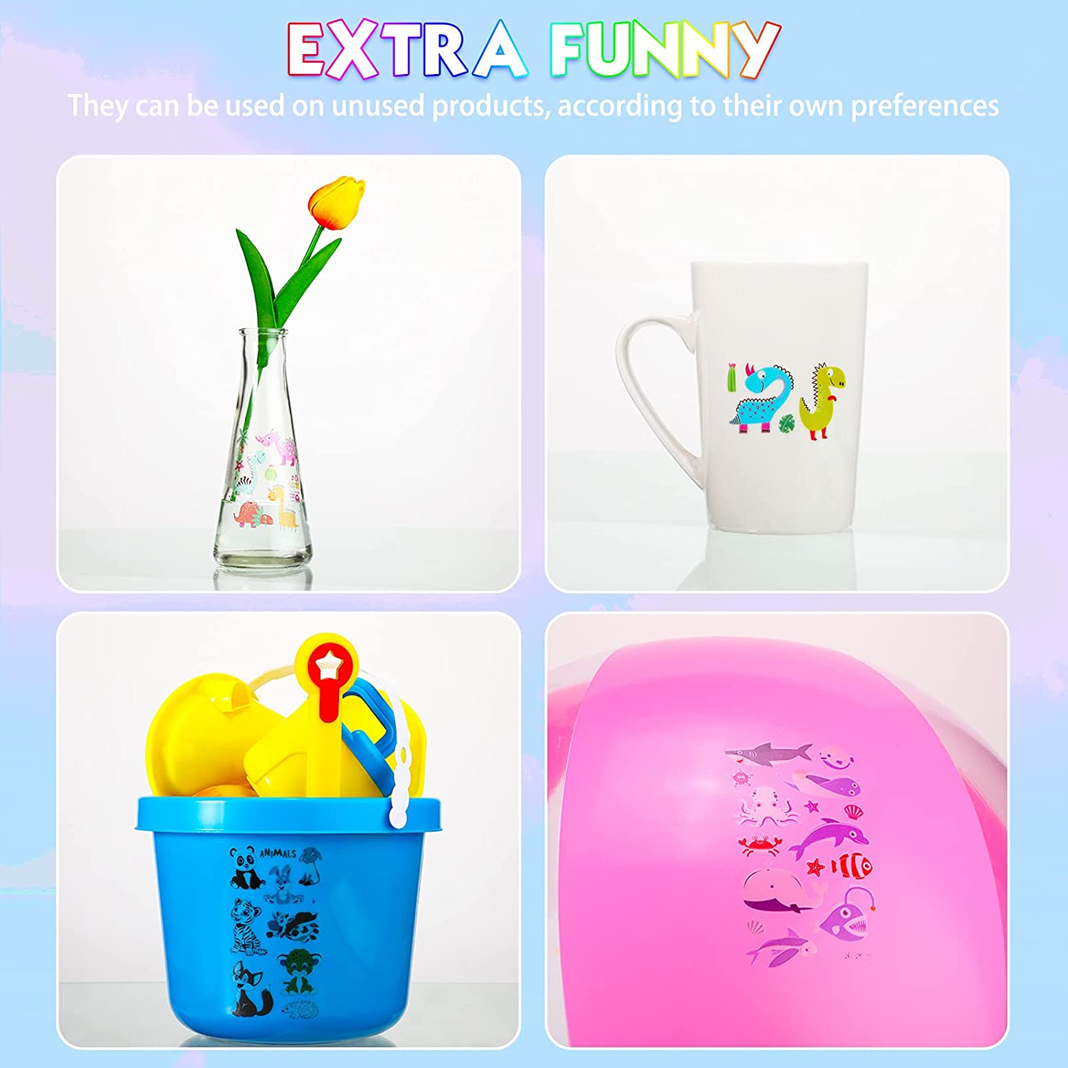 400+ Styles Temporary Tattoos for Kids Fake Tattoo Sticker for Boys and Girls Luminous Glow in The D