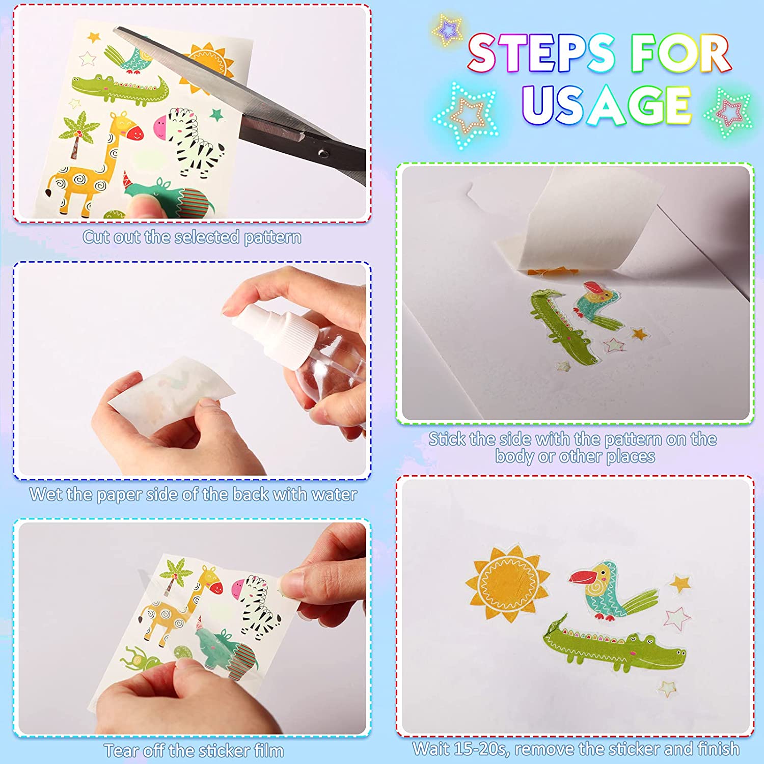400+ Styles Temporary Tattoos for Kids Fake Tattoo Sticker for Boys and Girls Luminous Glow in The D