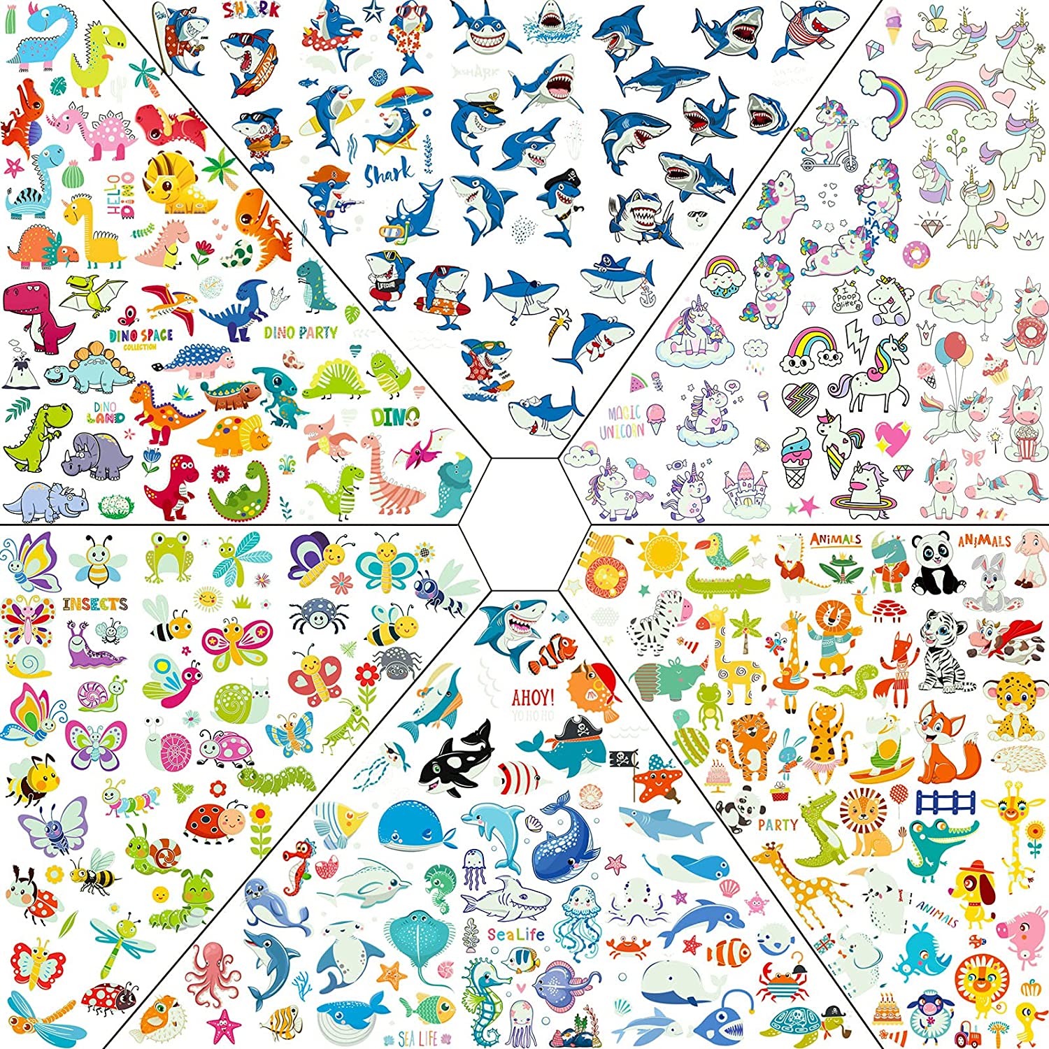 400+ Styles Temporary Tattoos for Kids Fake Tattoo Sticker for Boys and Girls Luminous Glow in The D