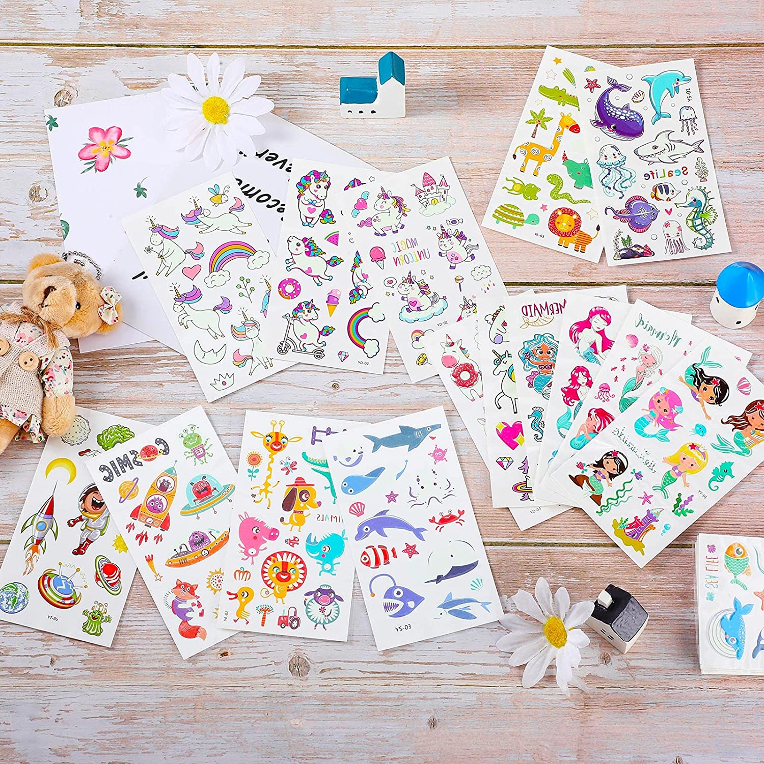 400+ Styles Temporary Tattoos for Kids Fake Tattoo Sticker for Boys and Girls Luminous Glow in The D