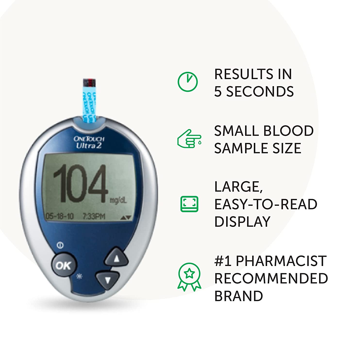 OneTouch Ultra 2 Blood Glucose Meter | Glucose Monitor For Blood Sugar Test Kit | Includes Blood Glu