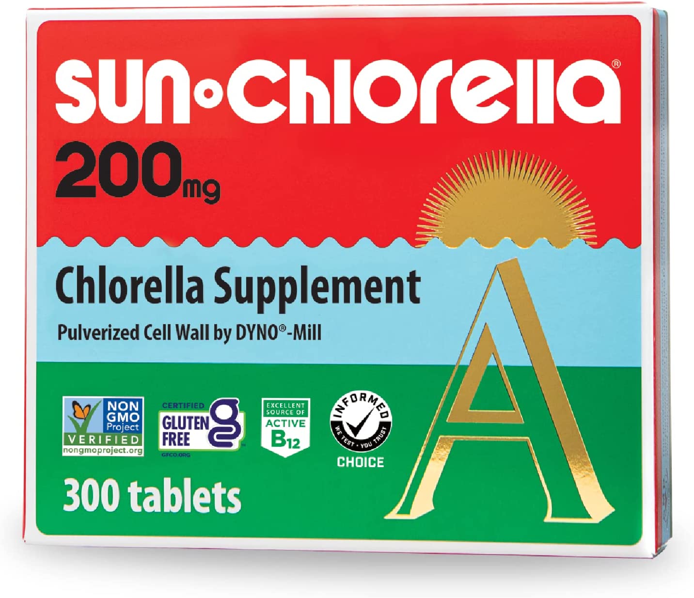 Sun Chlorella 200 mg Green Algae Superfood Supplement Supports Whole Body Wellness Immune Defense, G