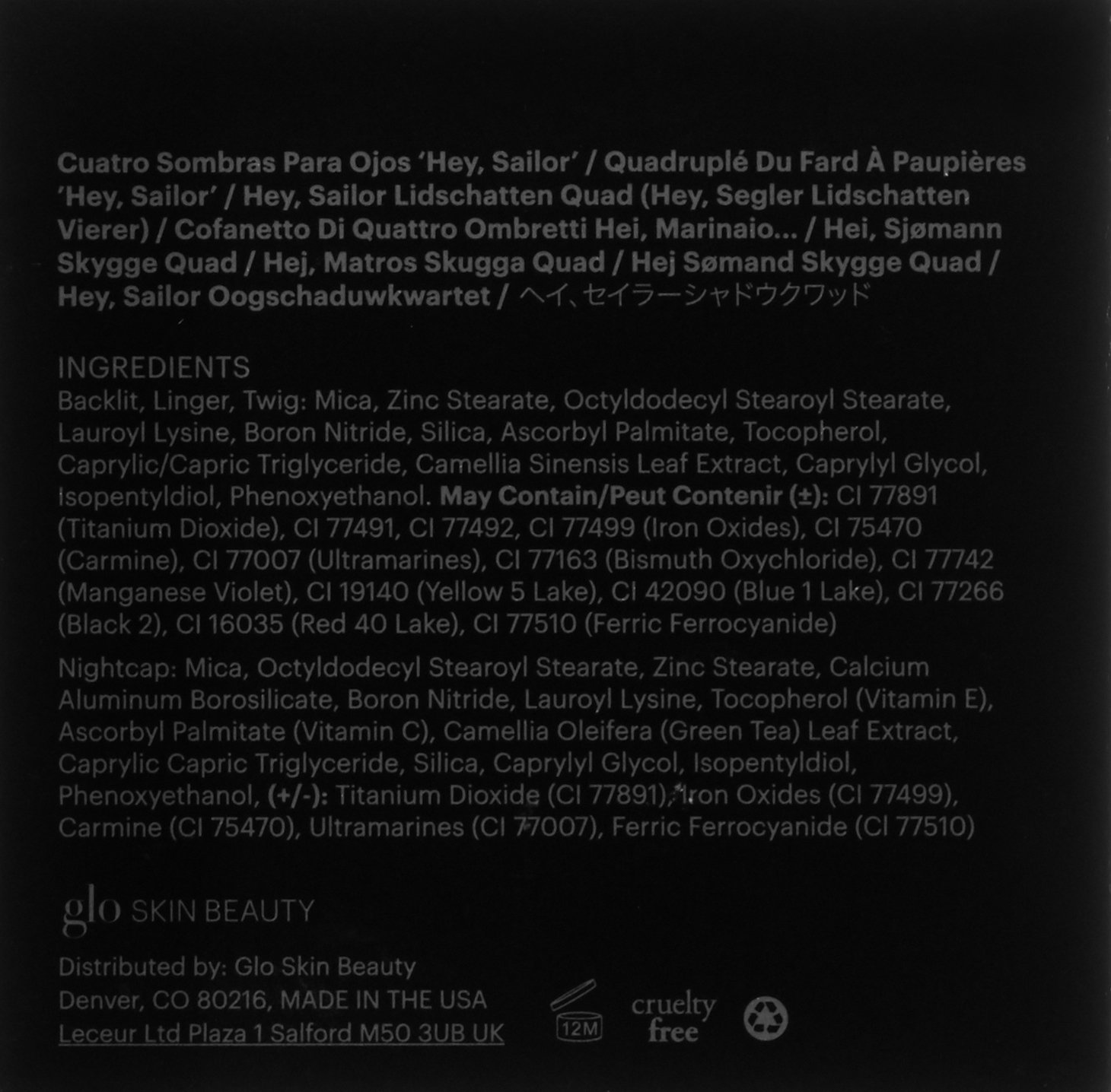 Glo Skin Beauty Eye Shadow Quad in Hey Sailor - Golden with Navy - Eyeshadow Palette Kit - 4 Colors