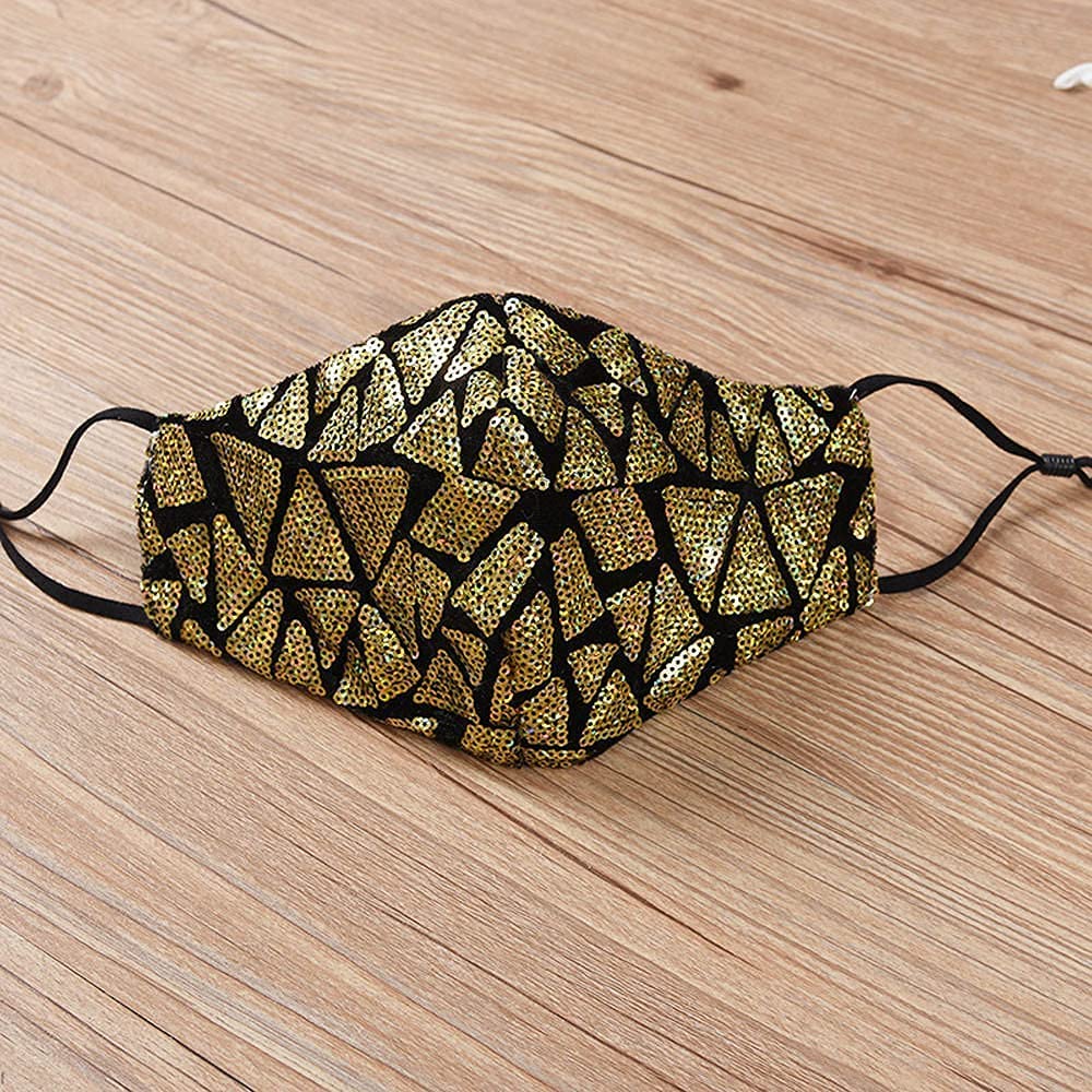 Sttiafay Sparkly Sequin Face Mask Multicolor Irregular Pattern Mask Cover Glitter Masquerade Party N