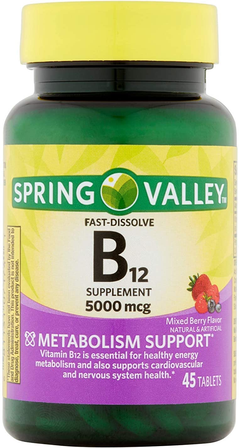 Spring Valley B12 5000 mcg 45 tablets, Mixed Berry Flavor