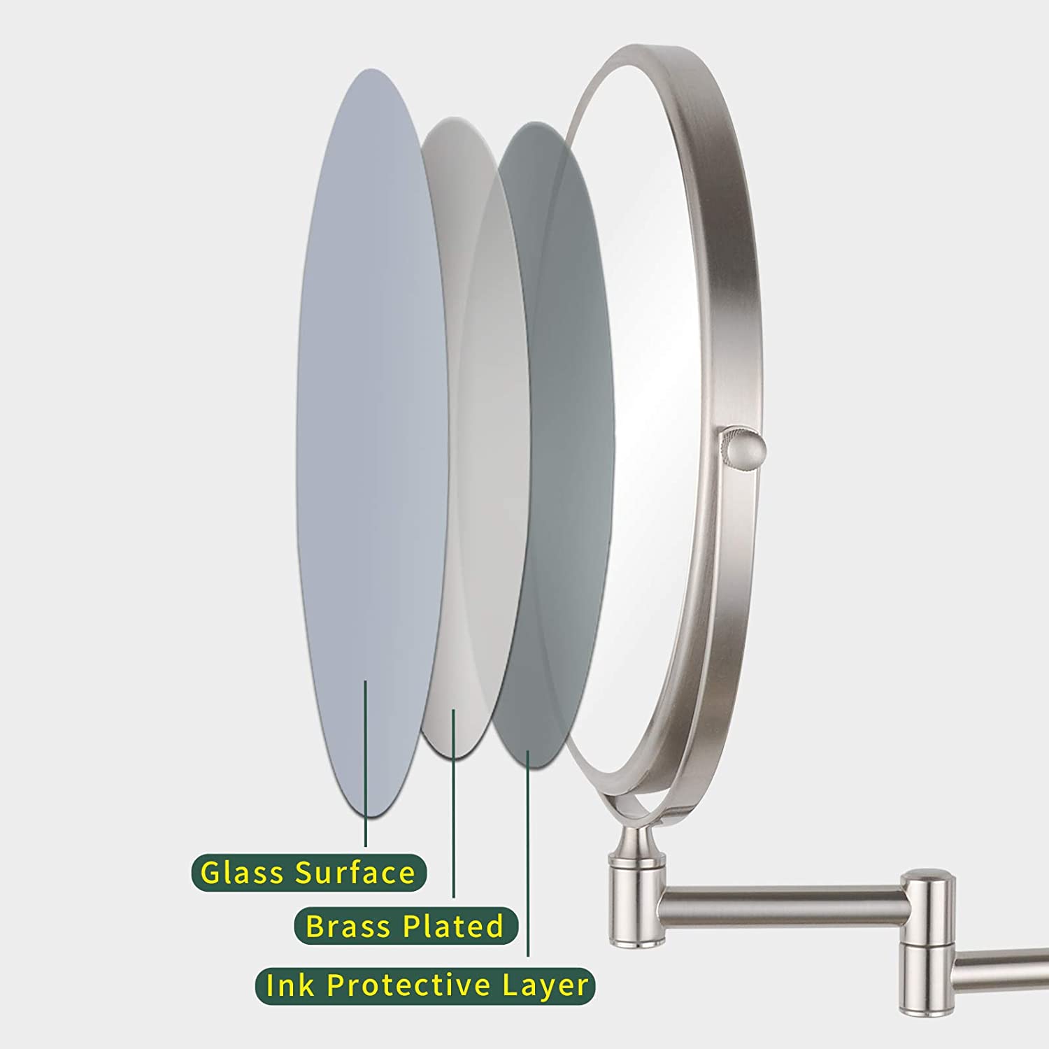 Nicesail Wall Magnifying Mirror Shaving Bathroom Mirror, Double-Sided Folding Mirror with 10x Magnif