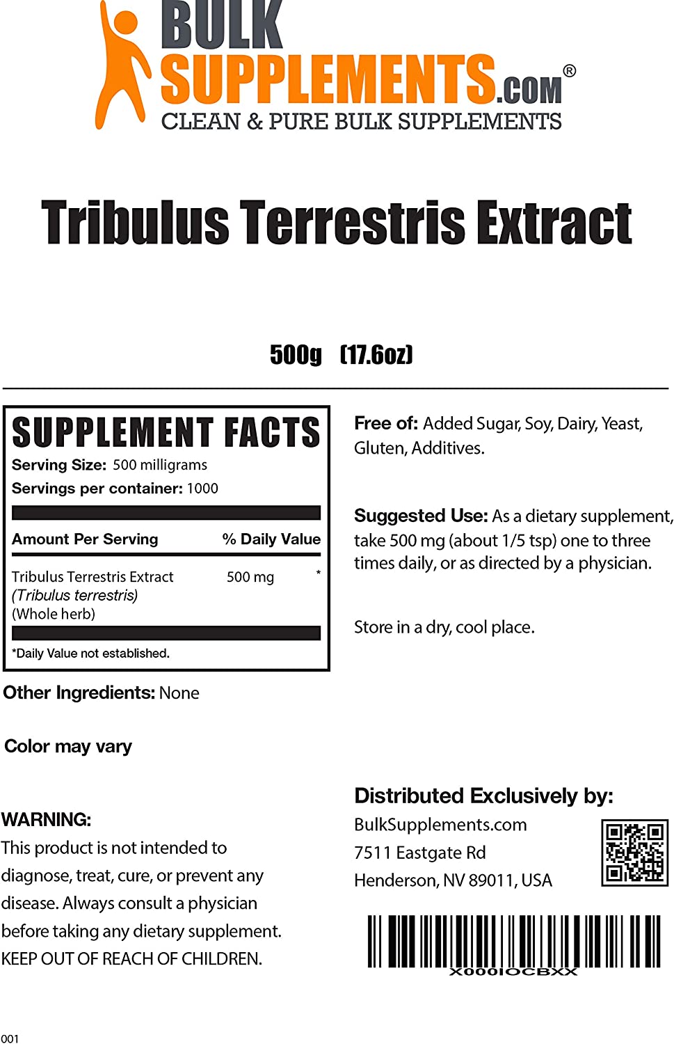 BulkSupplements.com Tribulus Terrestris Powder - Tribulus Supplement for Men - Testosterone Booster