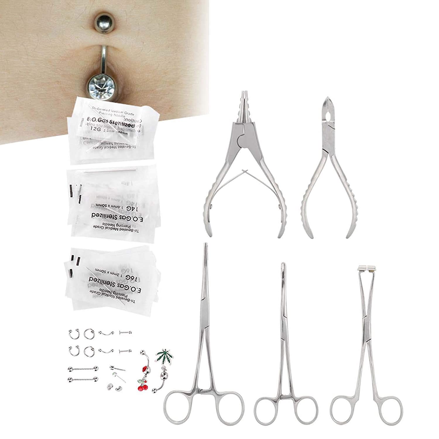 Piercing Pliers Openning Tools Needles Tool Kit Body Piercing Tool for Ear Lip Eyebrow Nose Body Sta