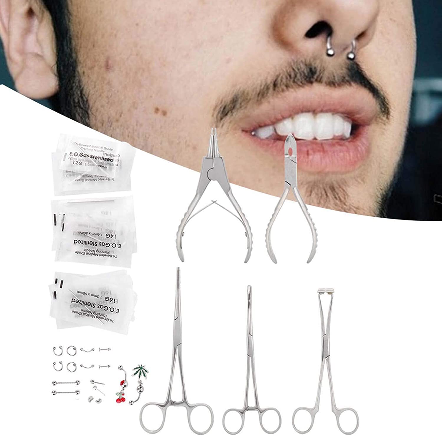 Piercing Pliers Openning Tools Needles Tool Kit Body Piercing Tool for Ear Lip Eyebrow Nose Body Sta