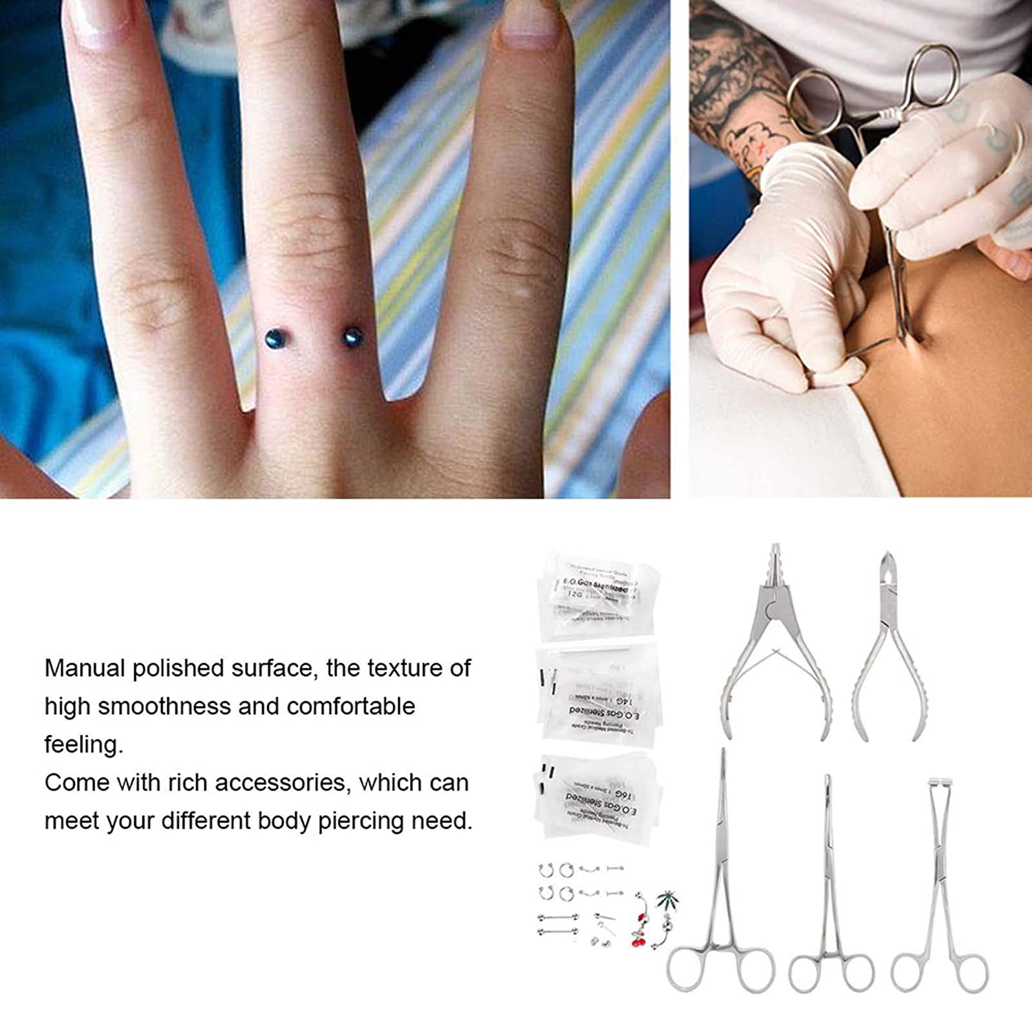 Piercing Pliers Openning Tools Needles Tool Kit Body Piercing Tool for Ear Lip Eyebrow Nose Body Sta