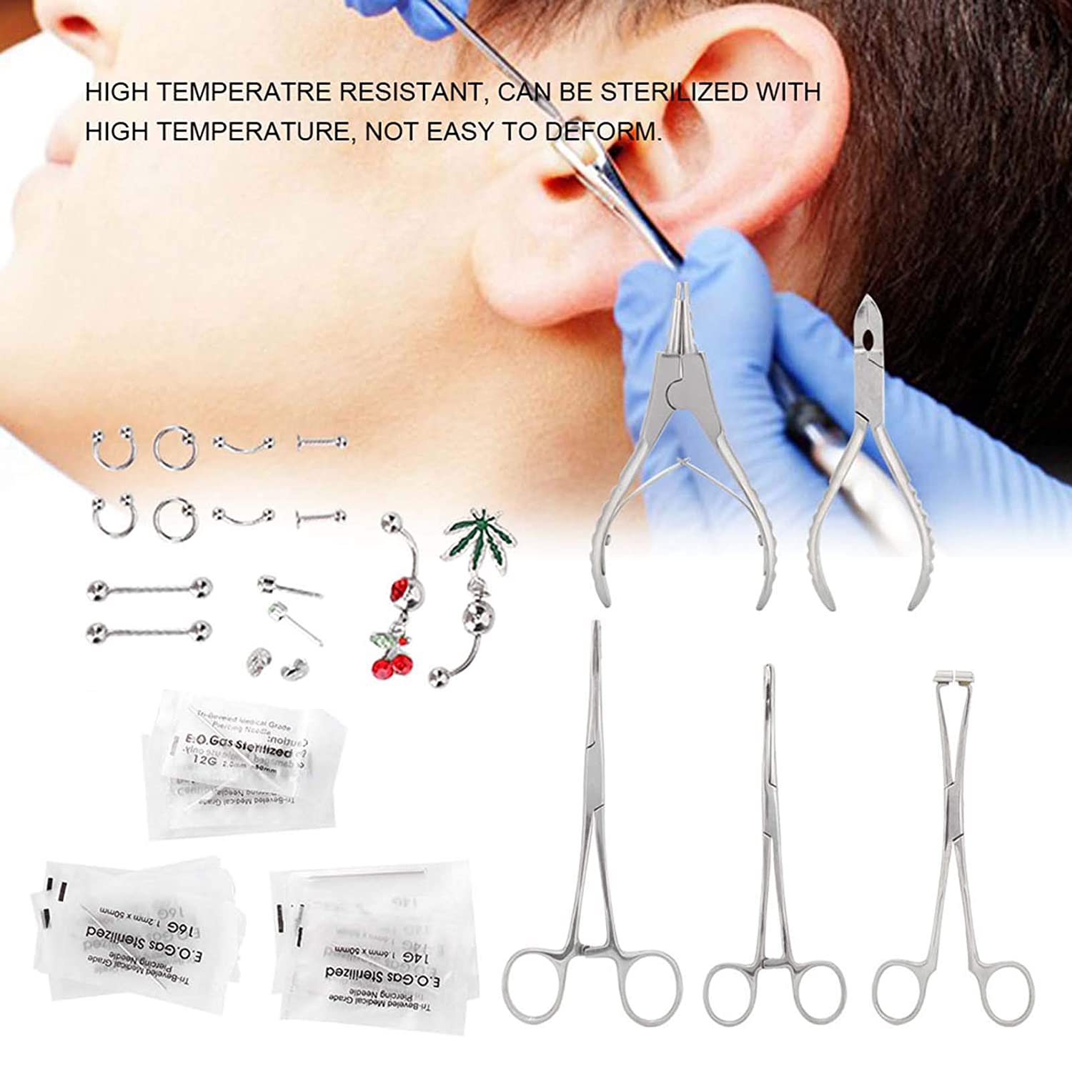 Piercing Pliers Openning Tools Needles Tool Kit Body Piercing Tool for Ear Lip Eyebrow Nose Body Sta