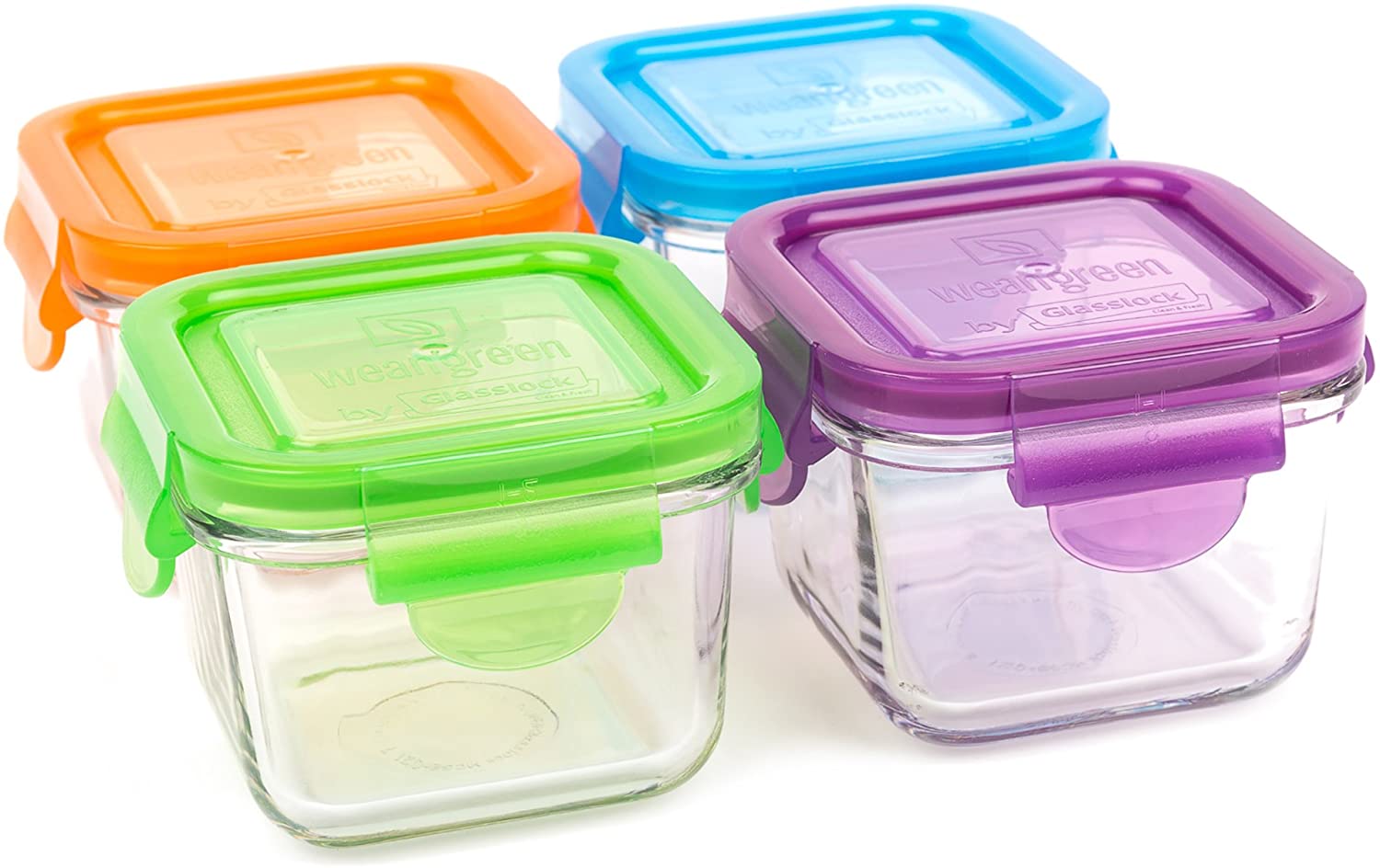 Wean Green Snack Cubes Glass Food Containers, Garden Pack