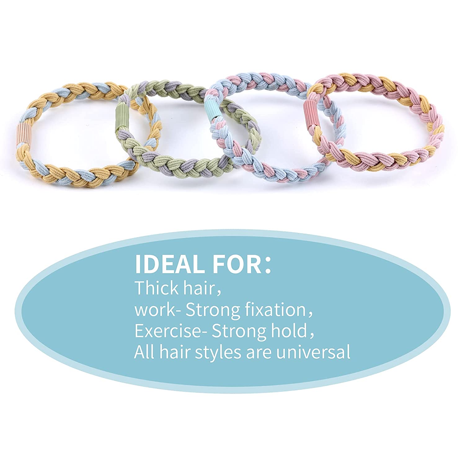 LUTER 12pcs Elastic Braided Hair Bands Cotton Hair Ties Ponytail Holders Hair Styling Accessories fo