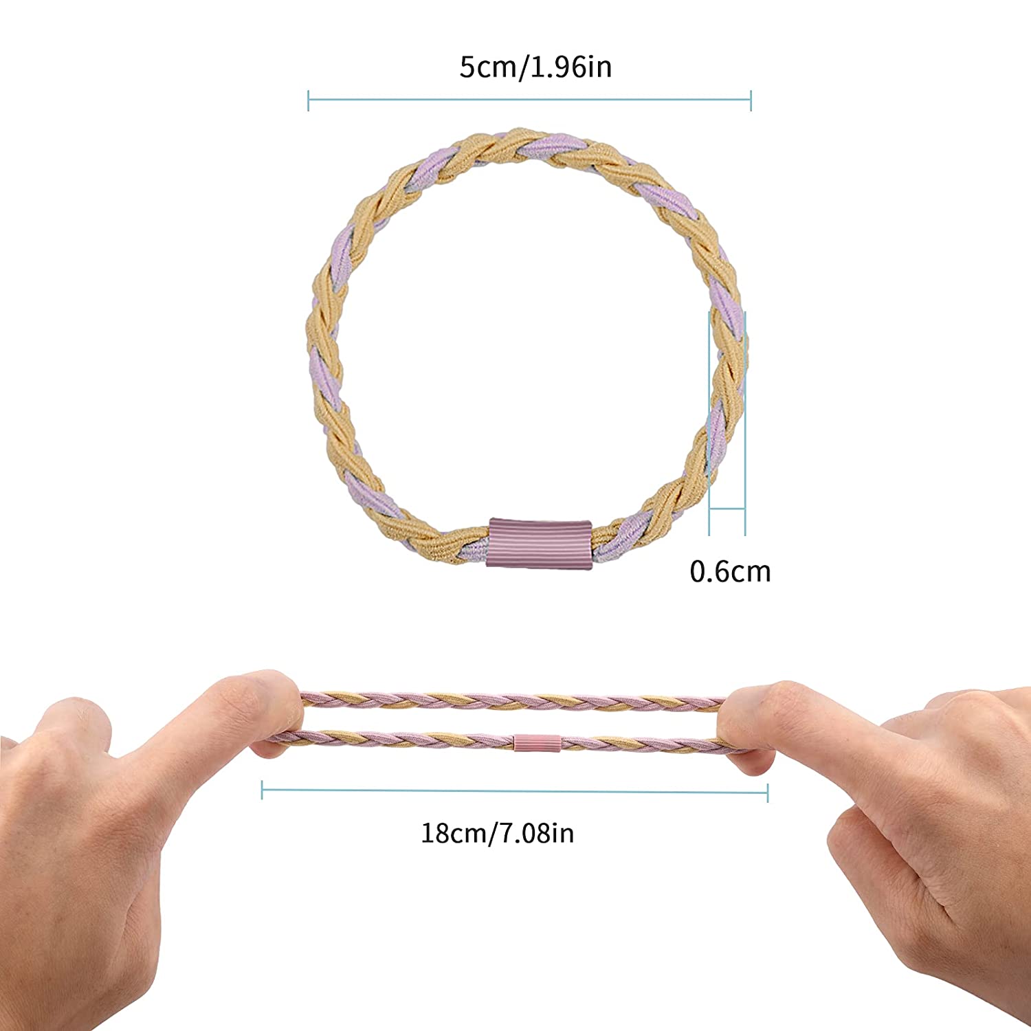 LUTER 12pcs Elastic Braided Hair Bands Cotton Hair Ties Ponytail Holders Hair Styling Accessories fo