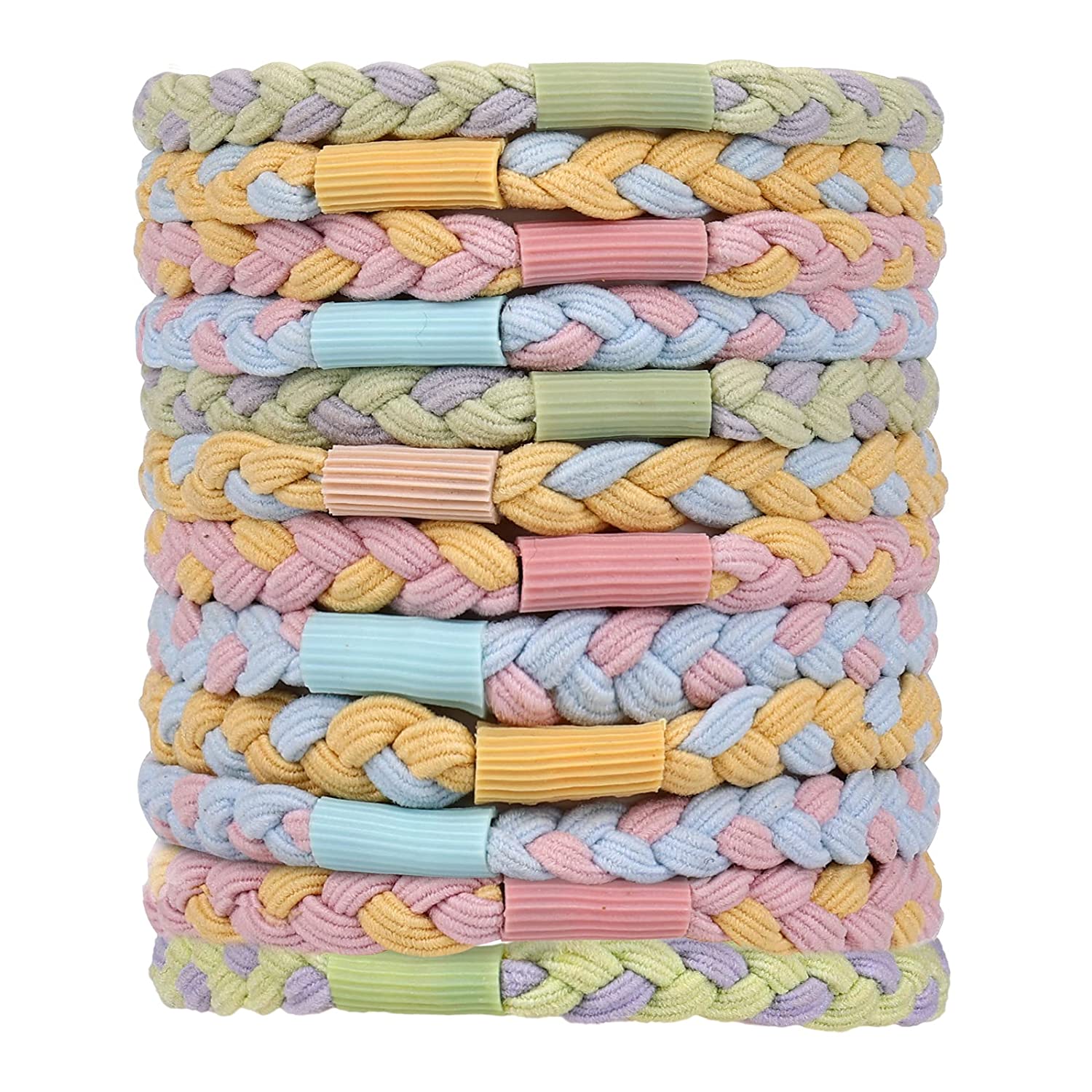 LUTER 12pcs Elastic Braided Hair Bands Cotton Hair Ties Ponytail Holders Hair Styling Accessories fo