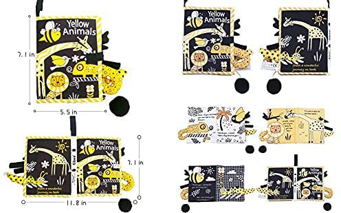 beetoy Soft Baby Book, Cloth Books with Black White Yellow Tail Early Education Toys Gift Activity T